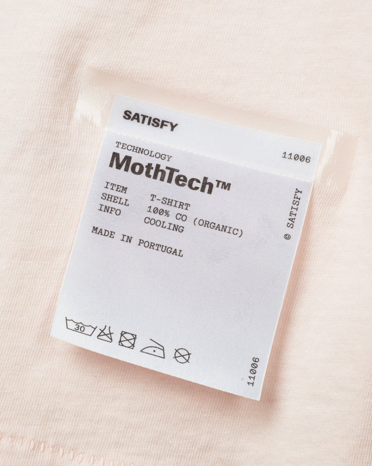 11006 21E08 moth tech t shirt sunbleached rosewater label