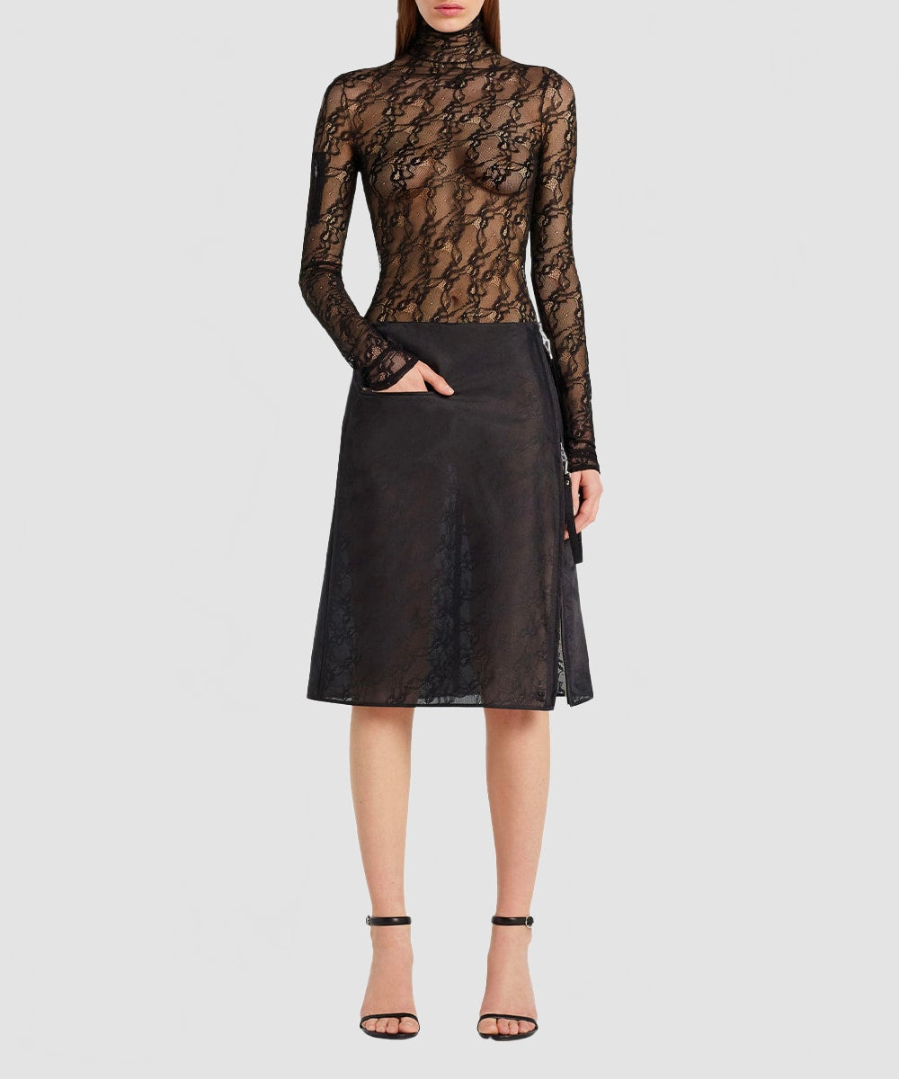 Top Col montant en dentelle noir