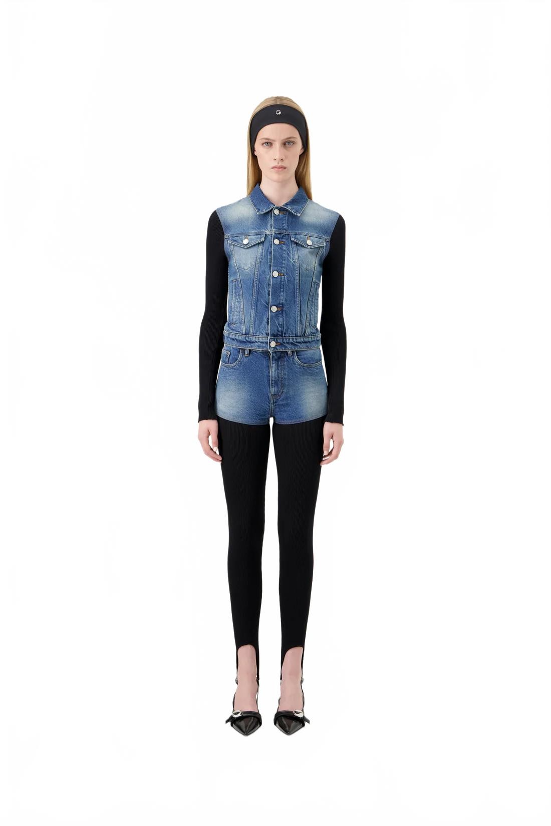 Hybrid Rib Denim Pants - Coperni - Black / Blue Vintage