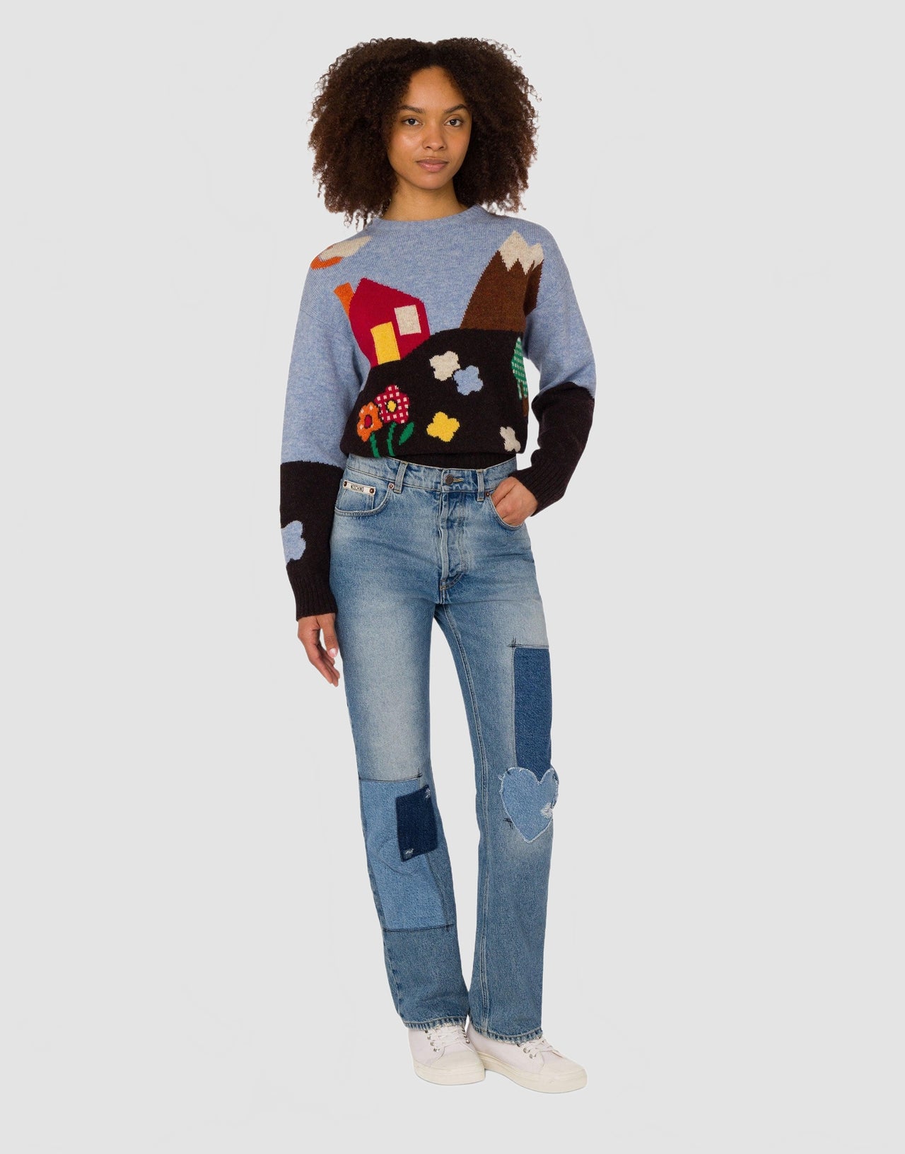 Pantalon En Denim Patchwork - Moschino - Multi Blue