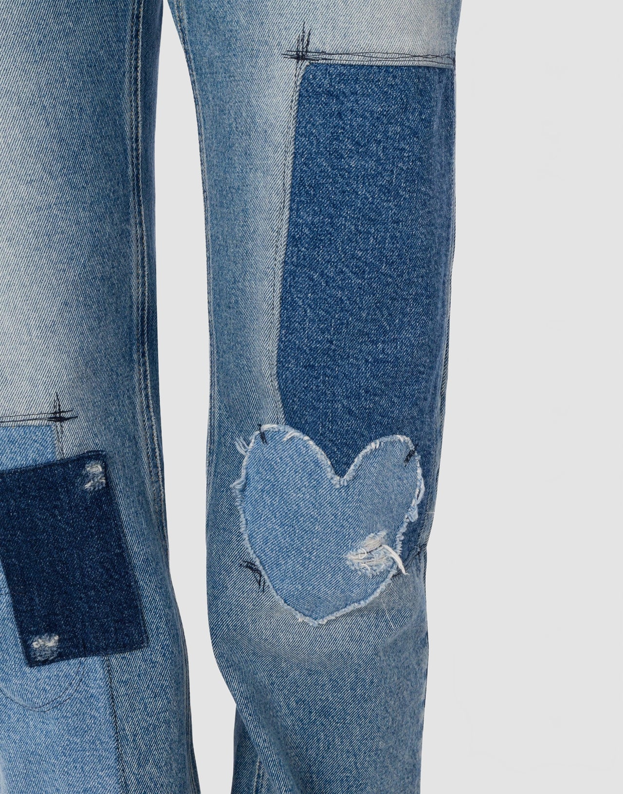 Pantalon En Denim Patchwork - Moschino - Multi Blue