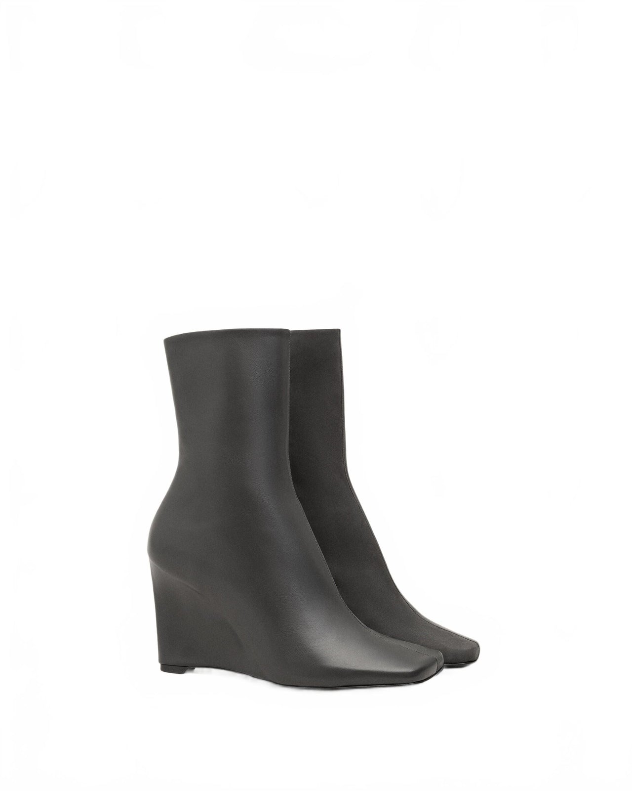 Bottines Cuir Lisse Satine - Ami - Anthracite