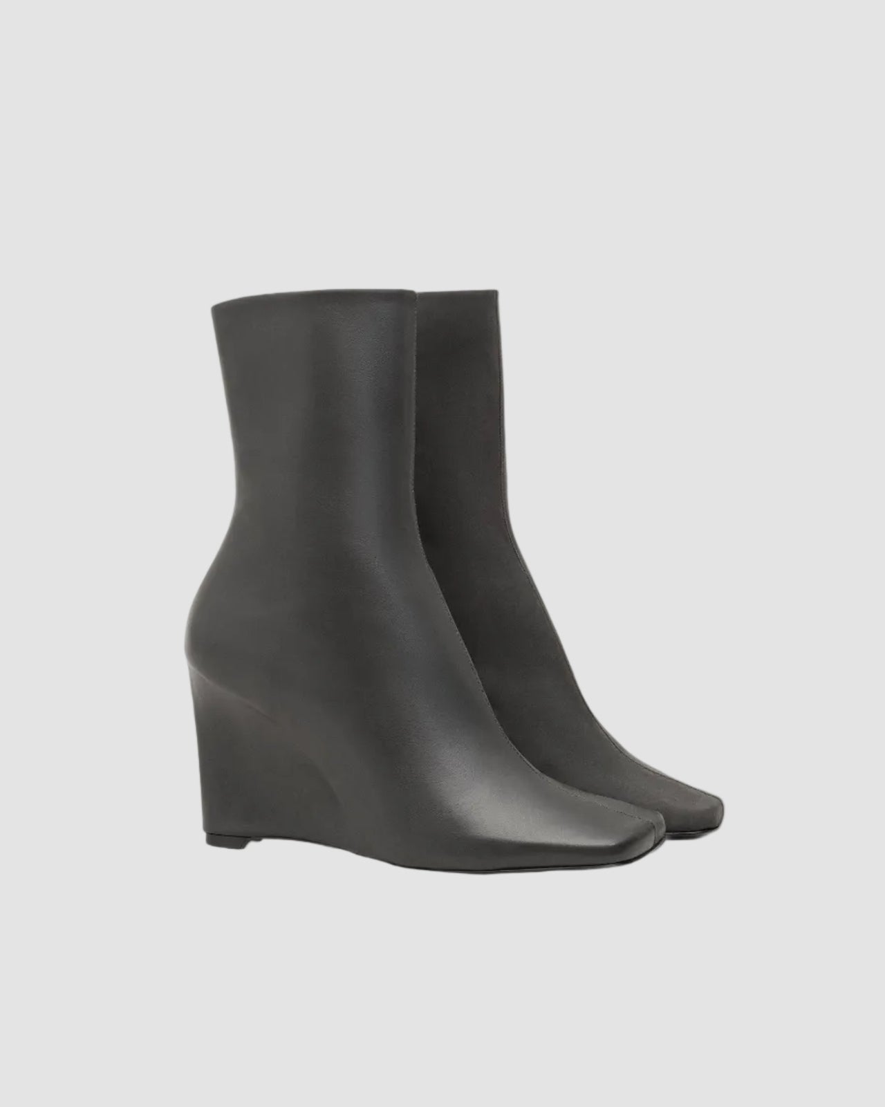 Bottines Cuir Lisse Satine - Ami - Anthracite
