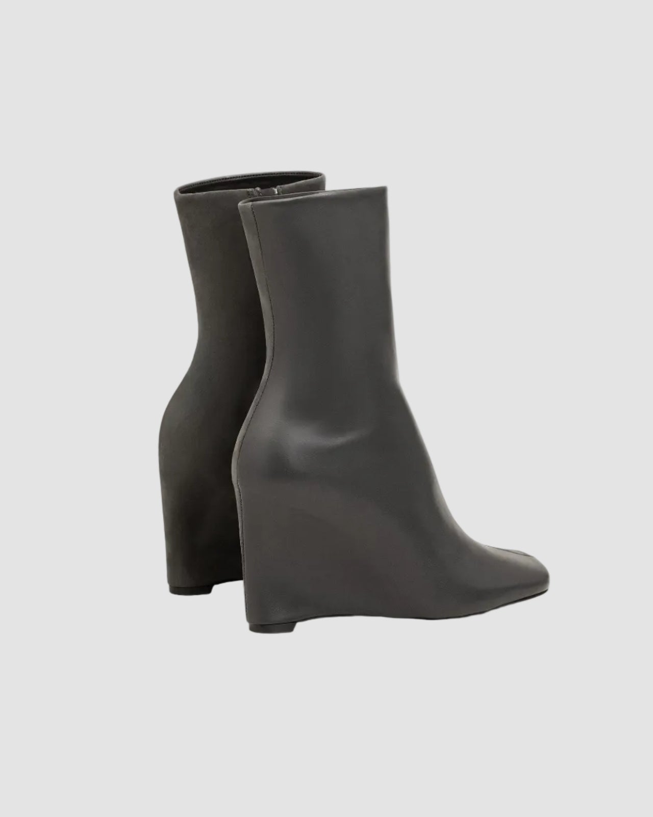 Bottines Cuir Lisse Satine - Ami - Anthracite