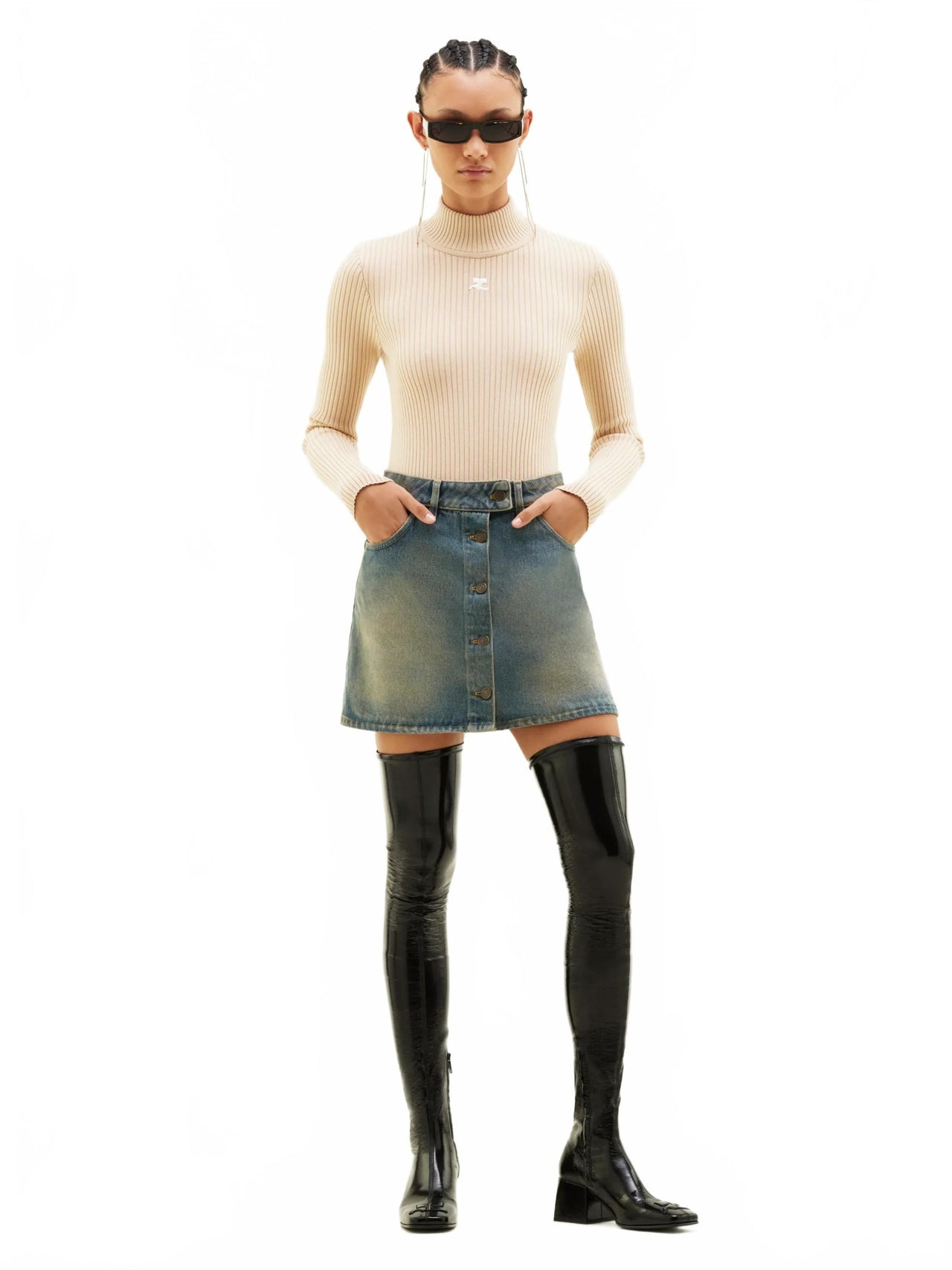 Reedition Knit Ls Jumper - Courreges - Cappuccino