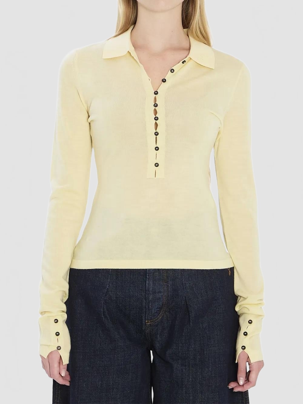 Le Polo Merino Manches Longues - Jacquemus - Pale Yellow