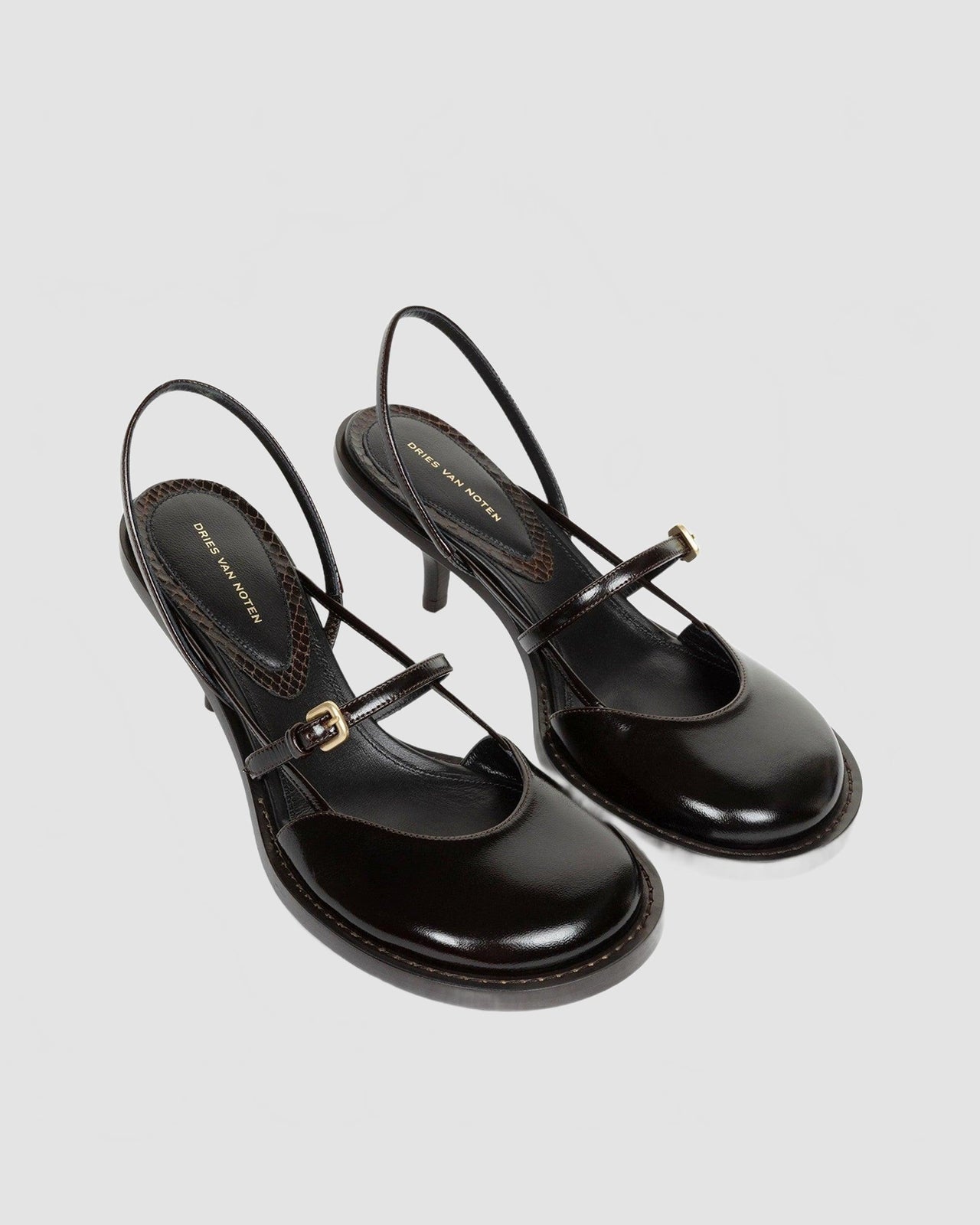 Escarpin En Cuir A Brides - Dries Van Noten - Dark Brown