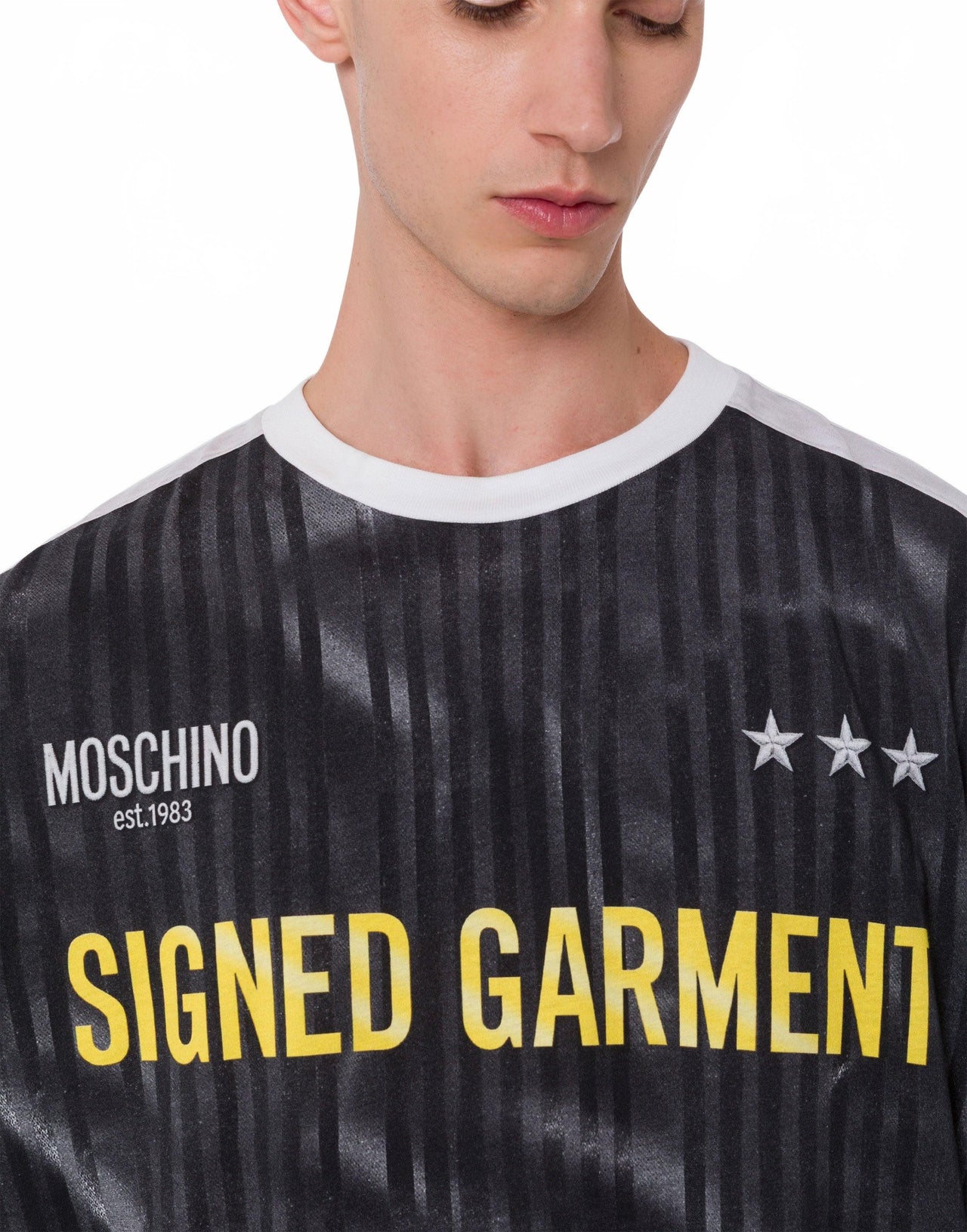 T-shirt En Jersey De Coton Biologique Imprimé - Moschino - Gris Foncé
