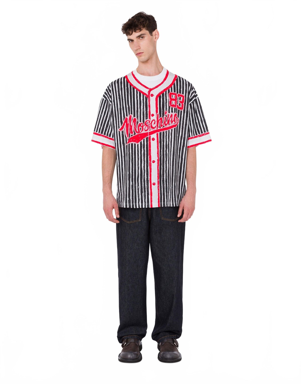 T-shirt En Jersey De Coton Biologique Imprimé Moschino - Moschino - Noir