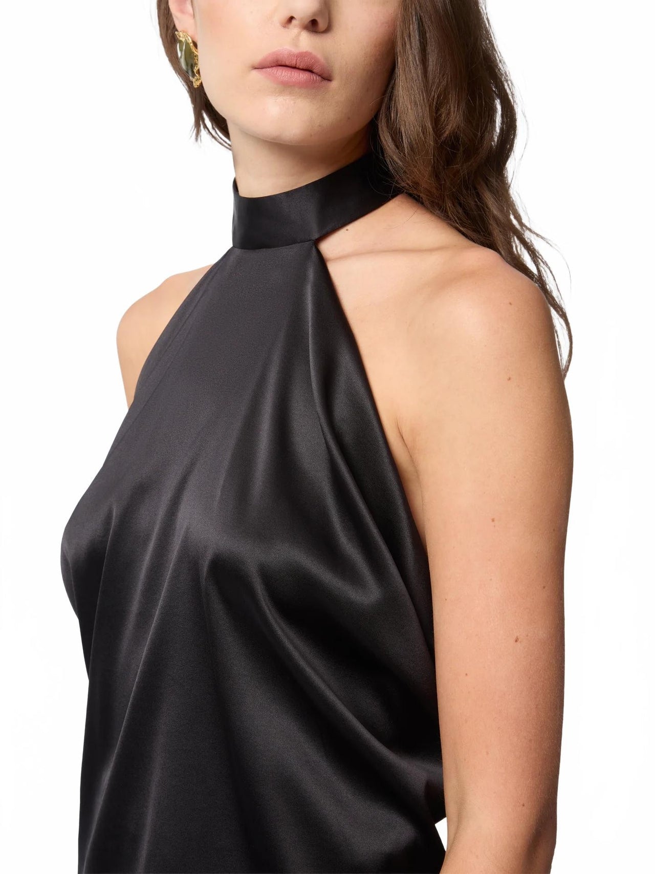 Halterneck Top In Silk Satin - Nina Ricci - Noir