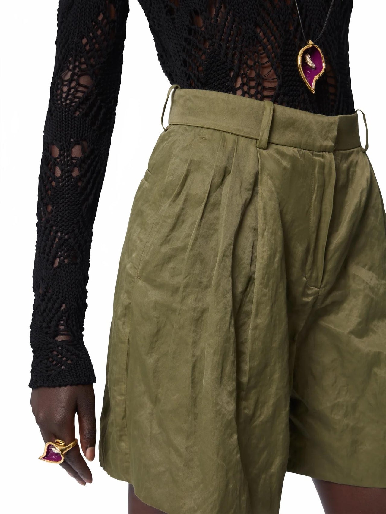 Short In Wrinkled Cotton - Nina Ricci - Khaki