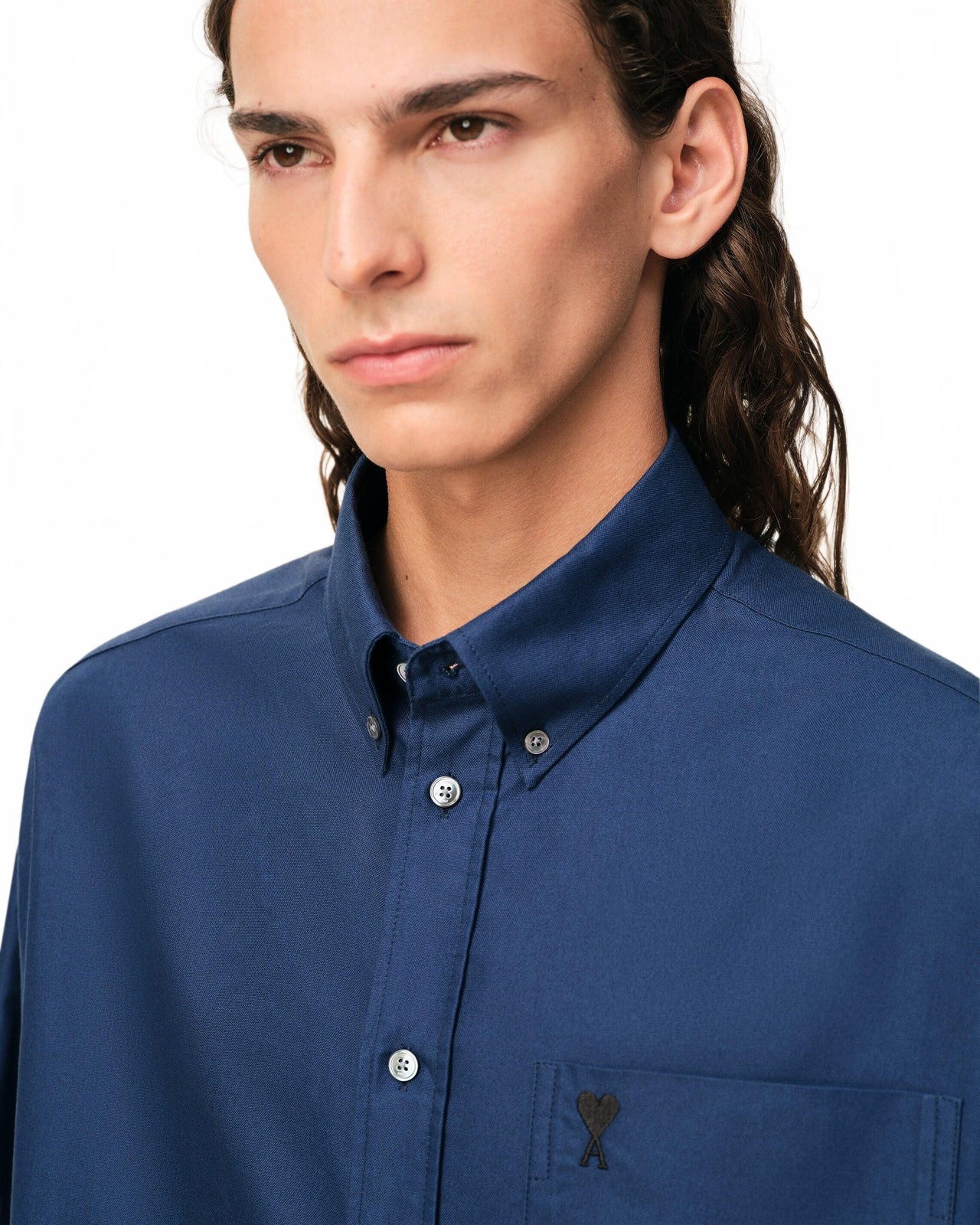 Chemise Boxy Manches Courtes Col Boutonne Et Ami De Coeur Brode - Ami - Encre