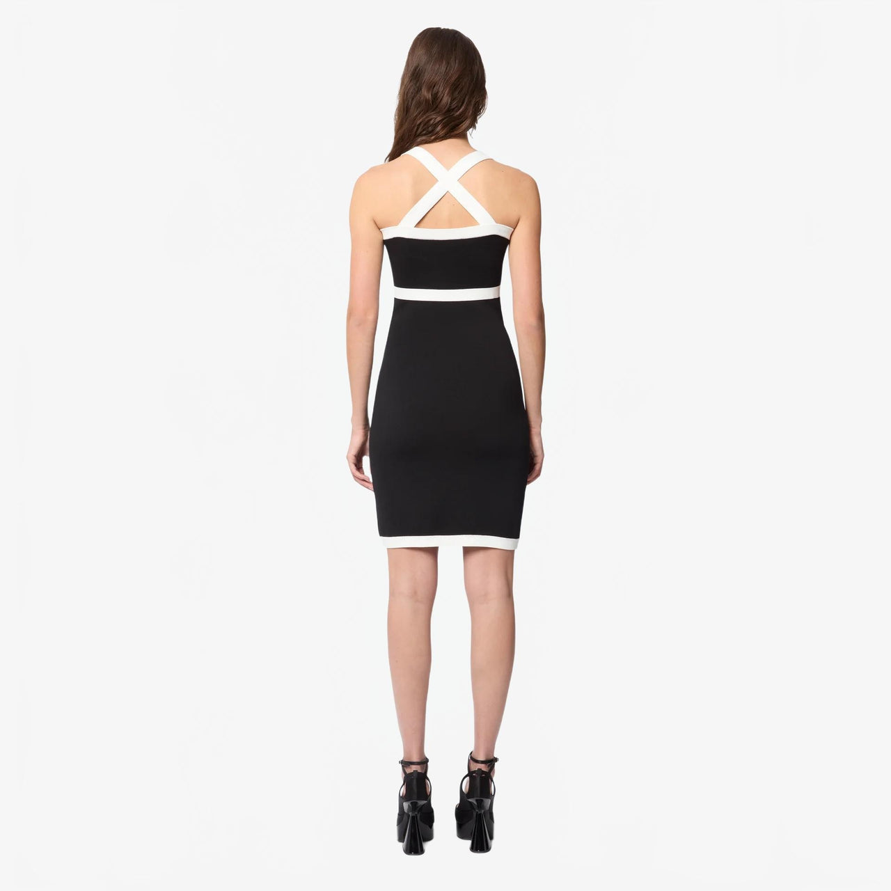 Contrasted Knit Sleeveless Mini Dress - Nina Ricci - Off-white / Black