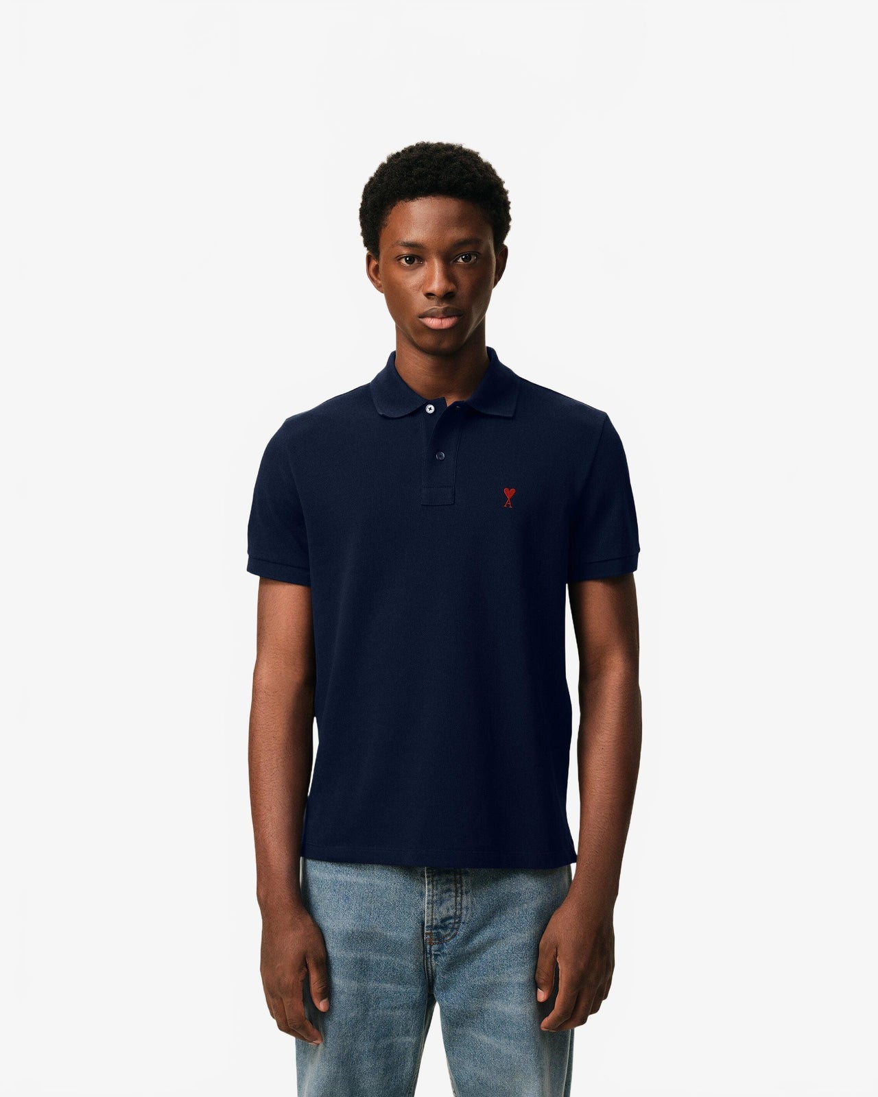 Polo Ami De Coeur Rouge Pique Leger - Ami - Bleu Nuit