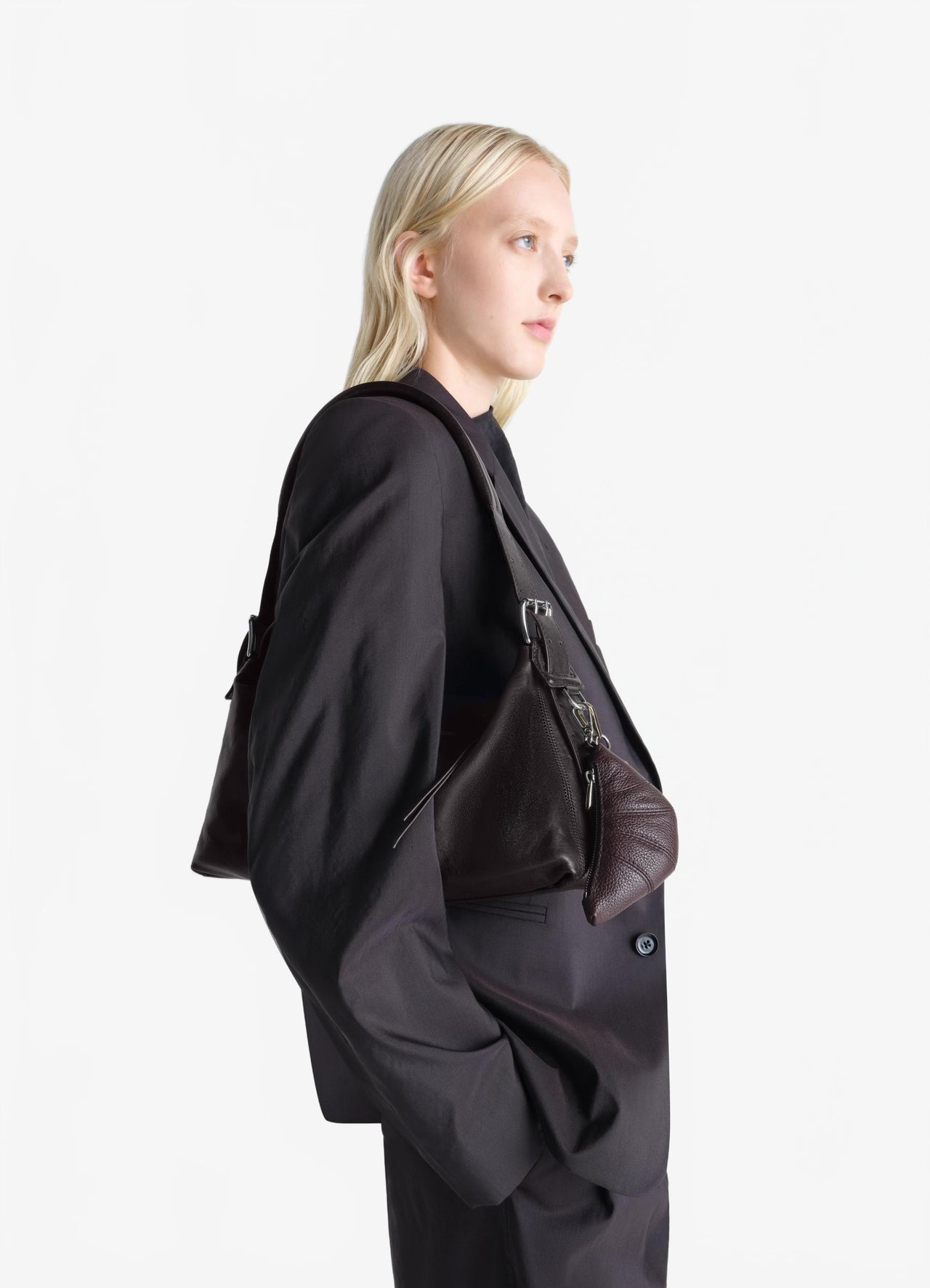 Belted Baguette Bag - Lemaire - Dark Chocolate