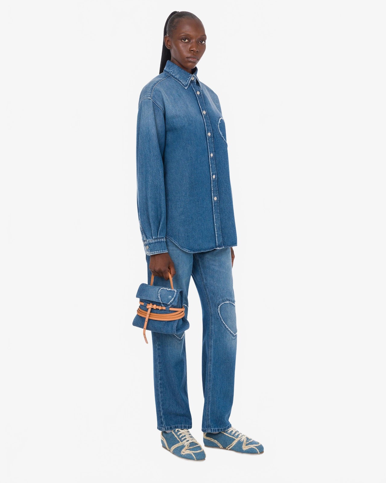 Tie Me Small Denim Coeur - Moschino - Denim