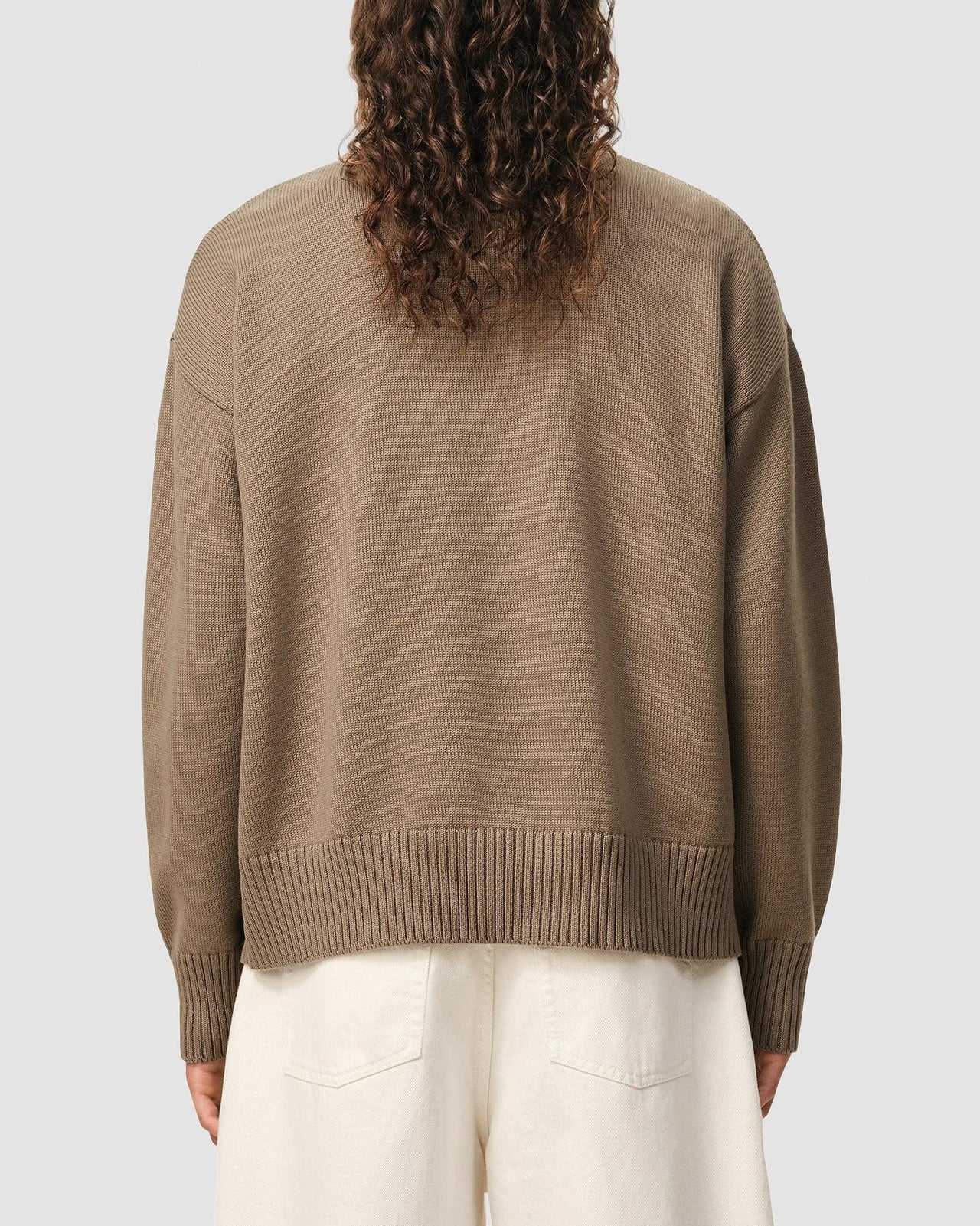 Pull Col Rond Avec Ami De Coeur Contraste - Ami - Beige Taupe / Ecru