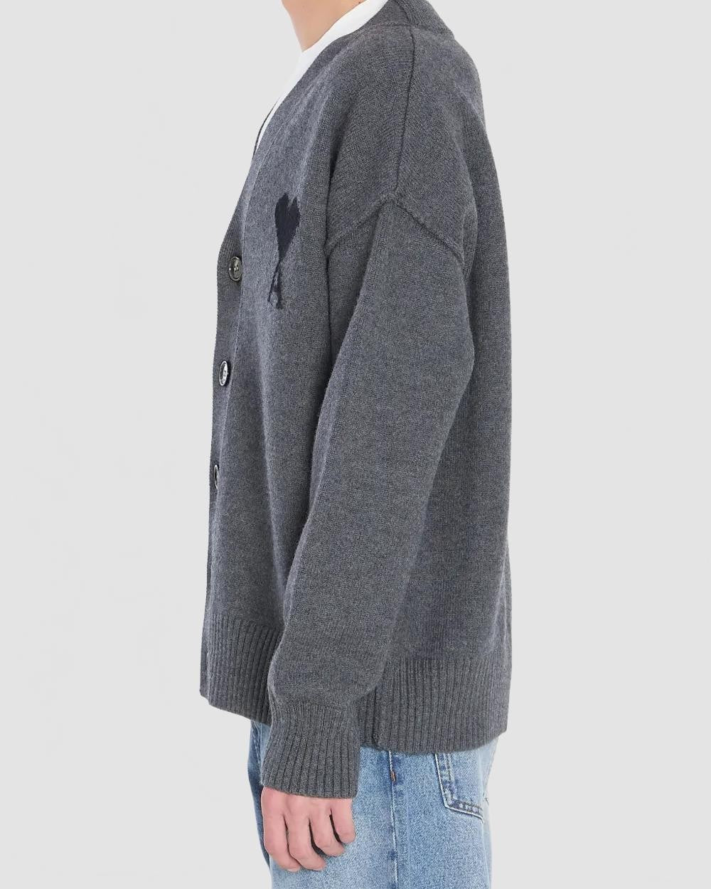 Cardigan Avec Ami De Coeur Contraste - Ami - Gris Chine / Noir