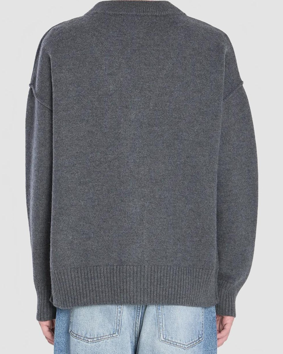 Cardigan Avec Ami De Coeur Contraste - Ami - Gris Chine / Noir