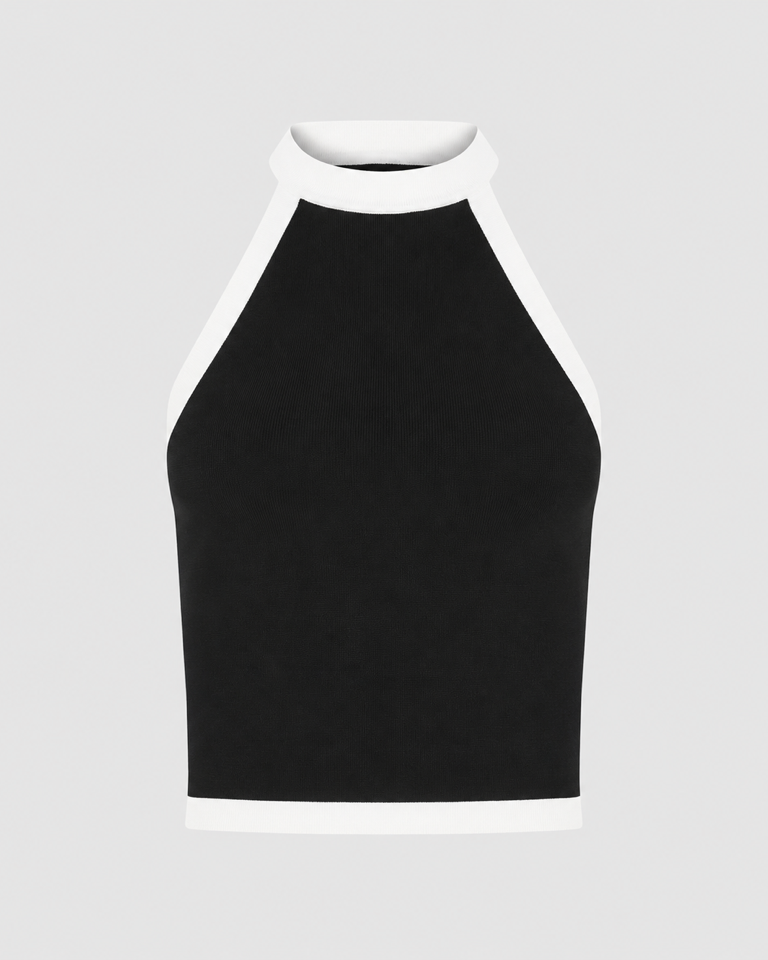 Contrasted Knit Halterneck Top Nina Ricci Blanc Noir