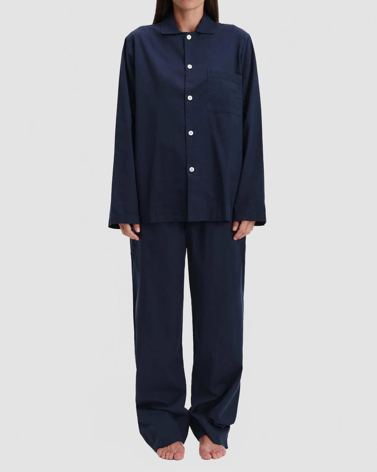 Tekla Poplin Sleepwear Hero True Navy female SWP TN 2