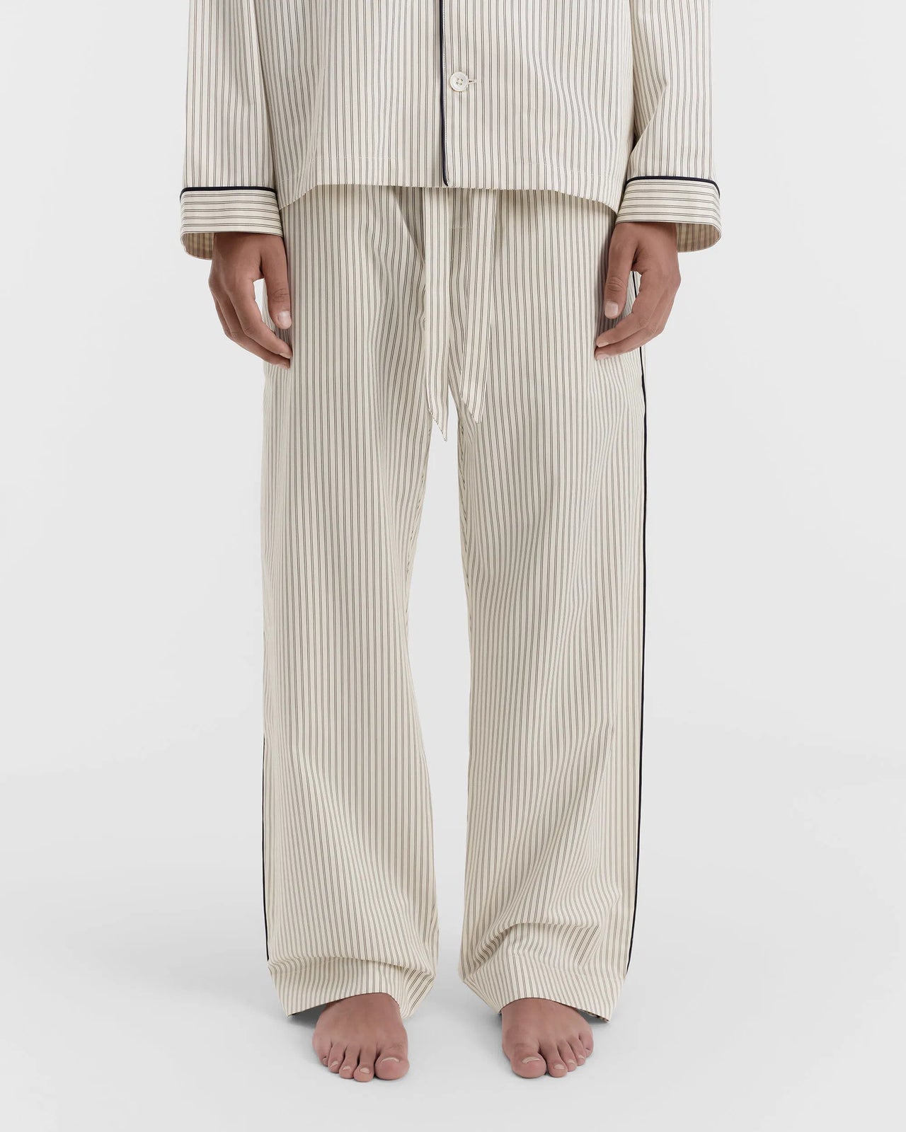 Tekla Sateen Pants Brown Pin Stripes Male 1