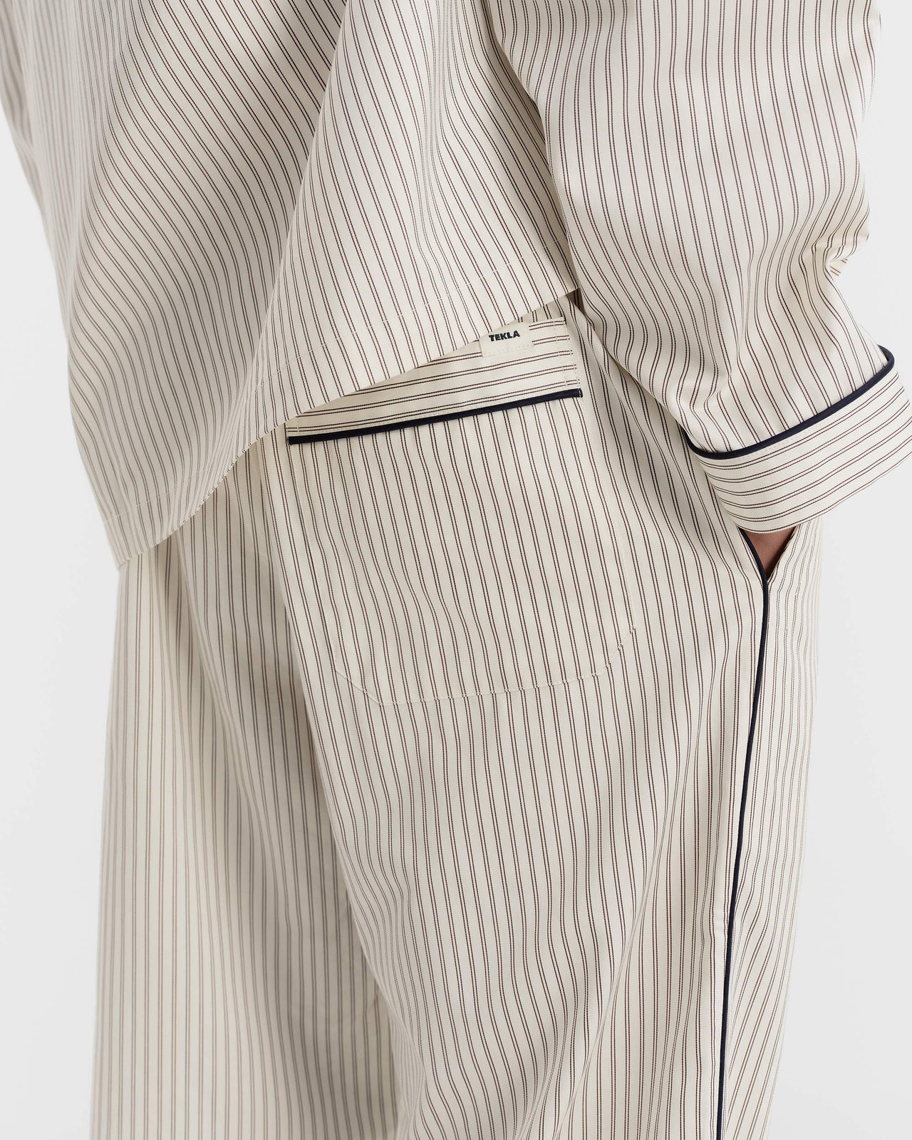 Tekla Sateen Pants Brown Pin Stripes Male 4