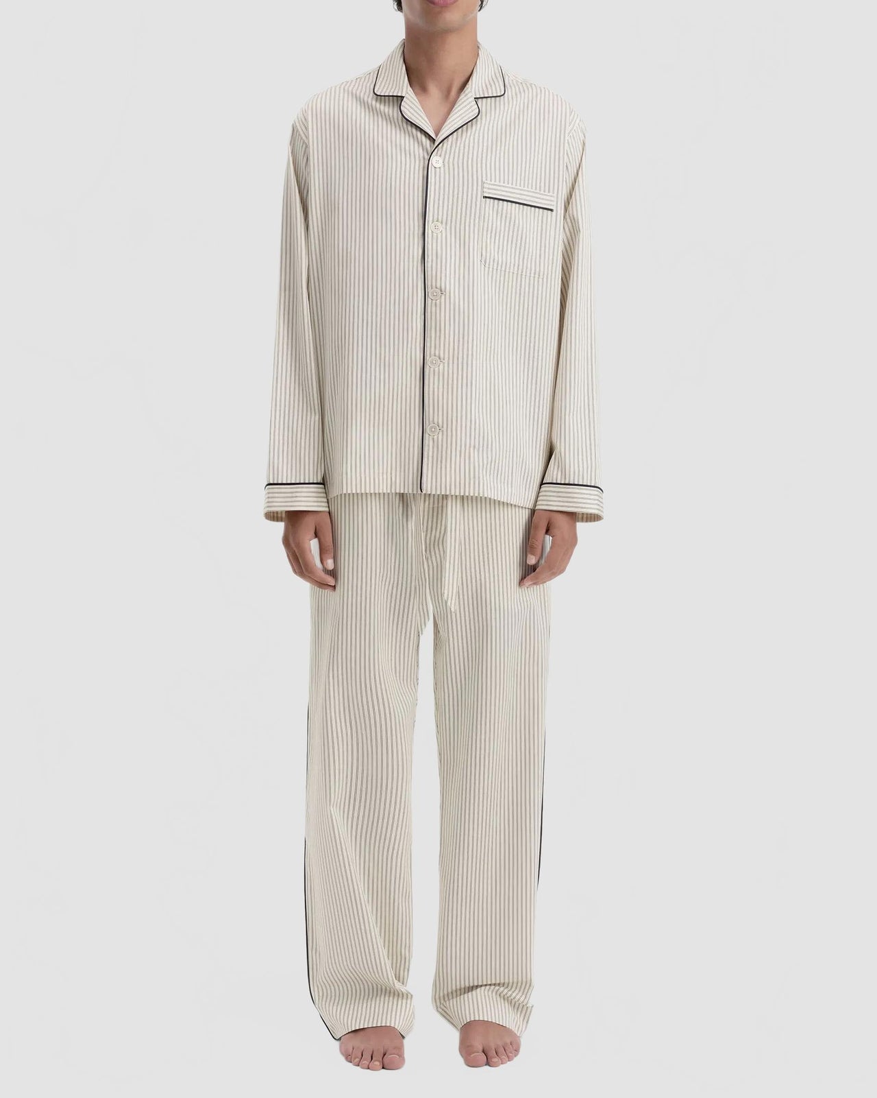 Tekla Sateen Sleepwear Brown Pin Stripes Male 2