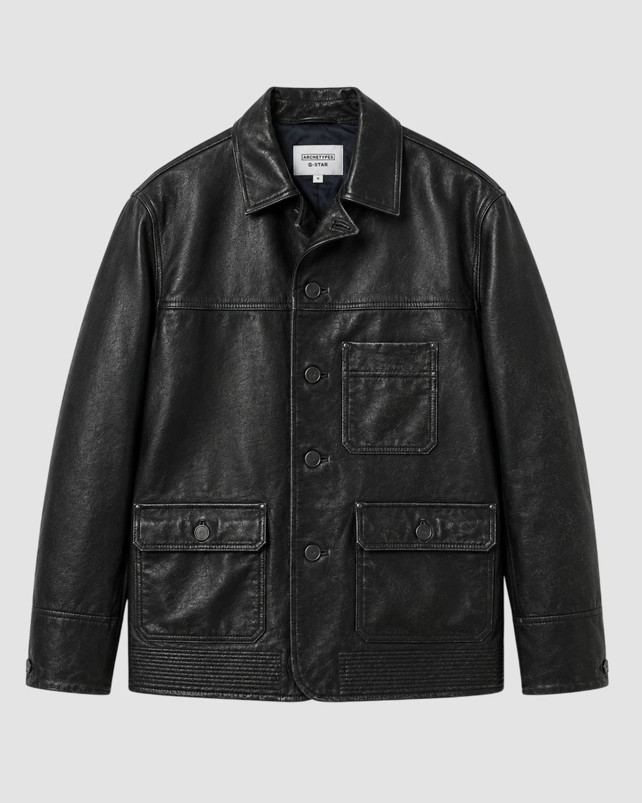 a leather chore jacket g star x raw research dk black 2