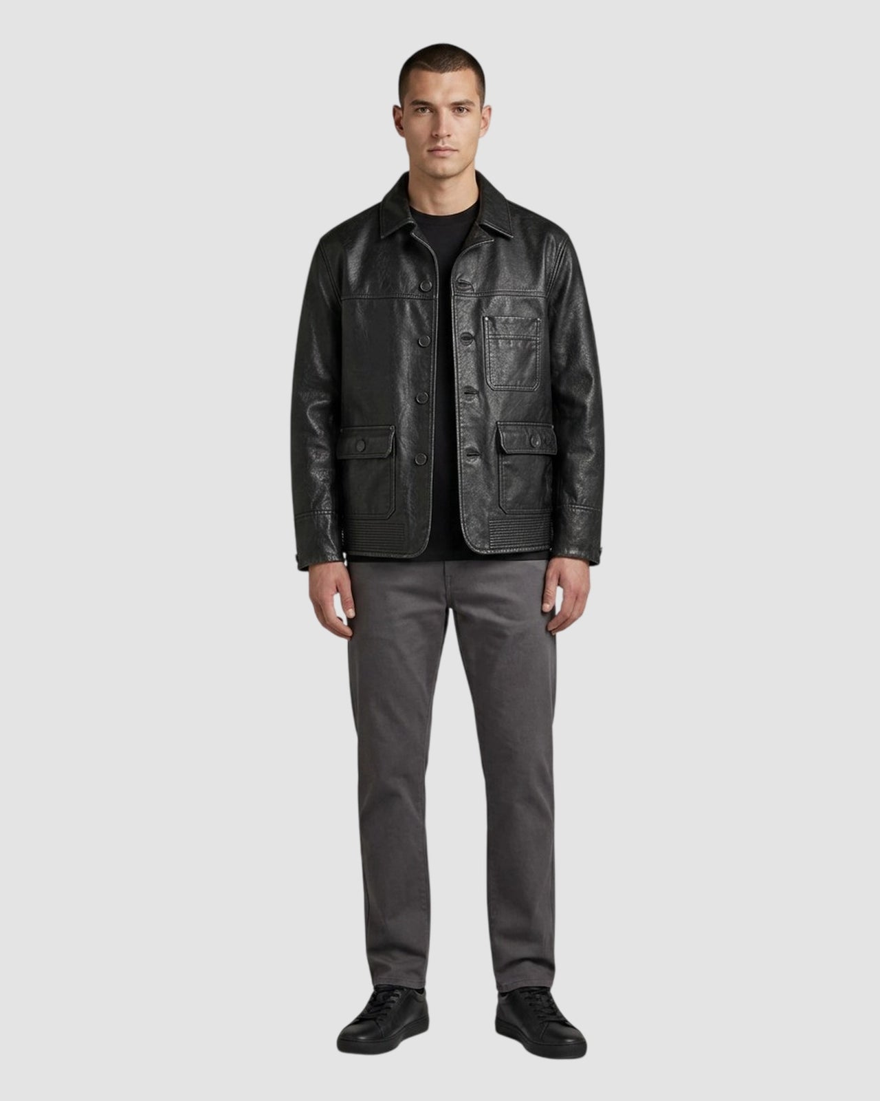 a leather chore jacket g star x raw research dk black 3