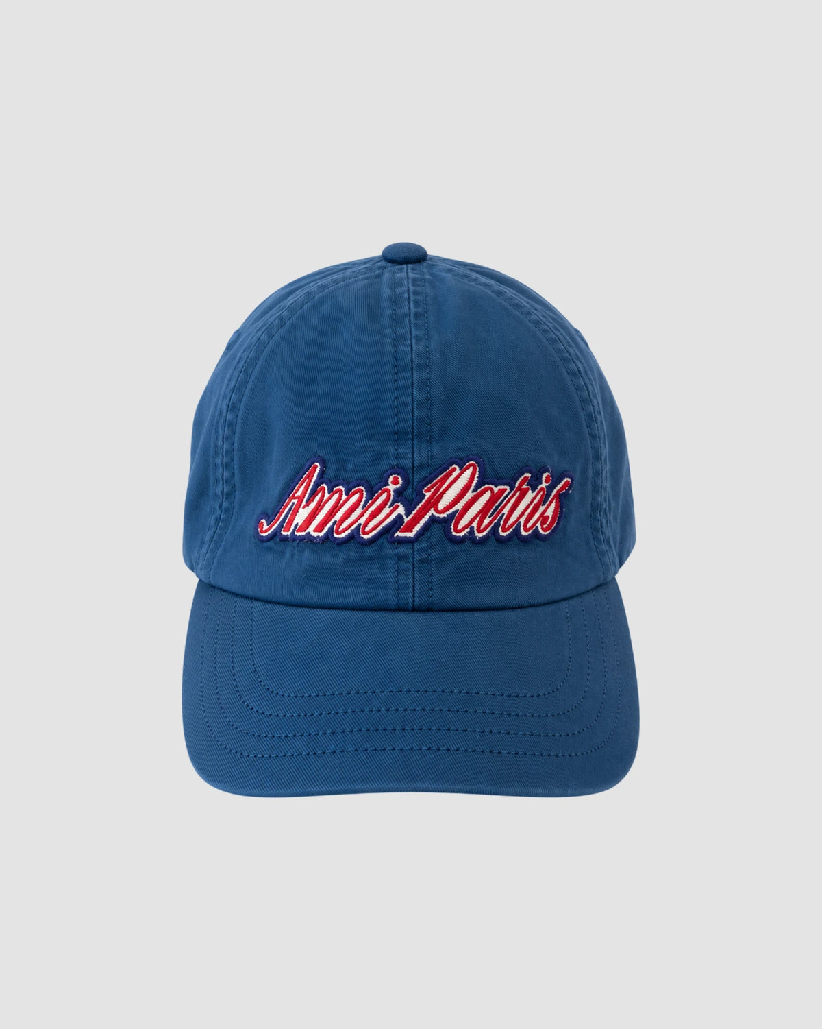 ami paris embroidery cap royal blue washed 1