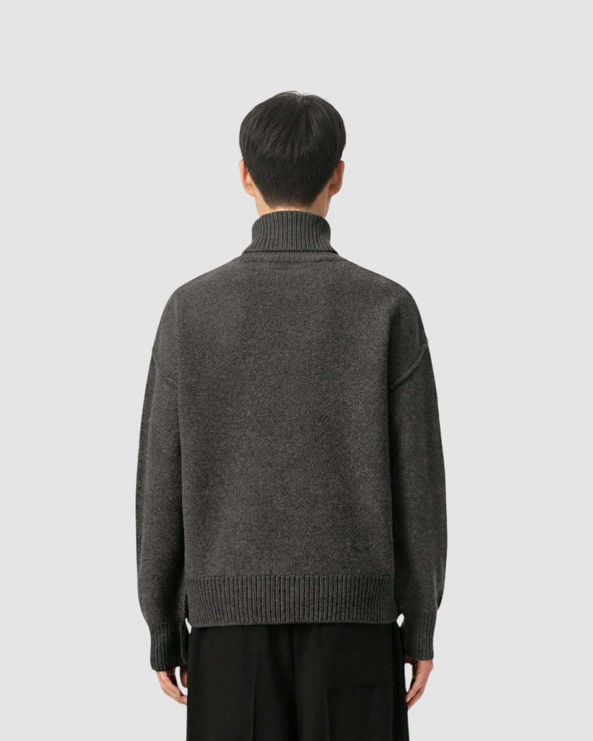 funnel neck sweater with contrasted ami de coeur ami heather grey red 4