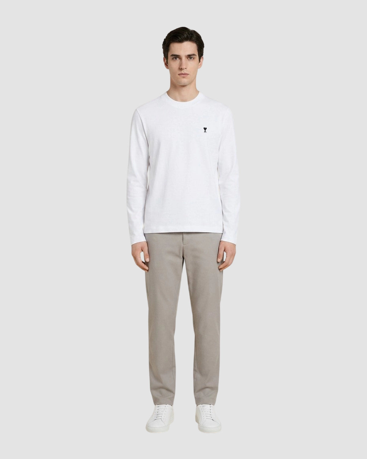 longlseeves tshirt with contrasted ami de coeur ami white black 6