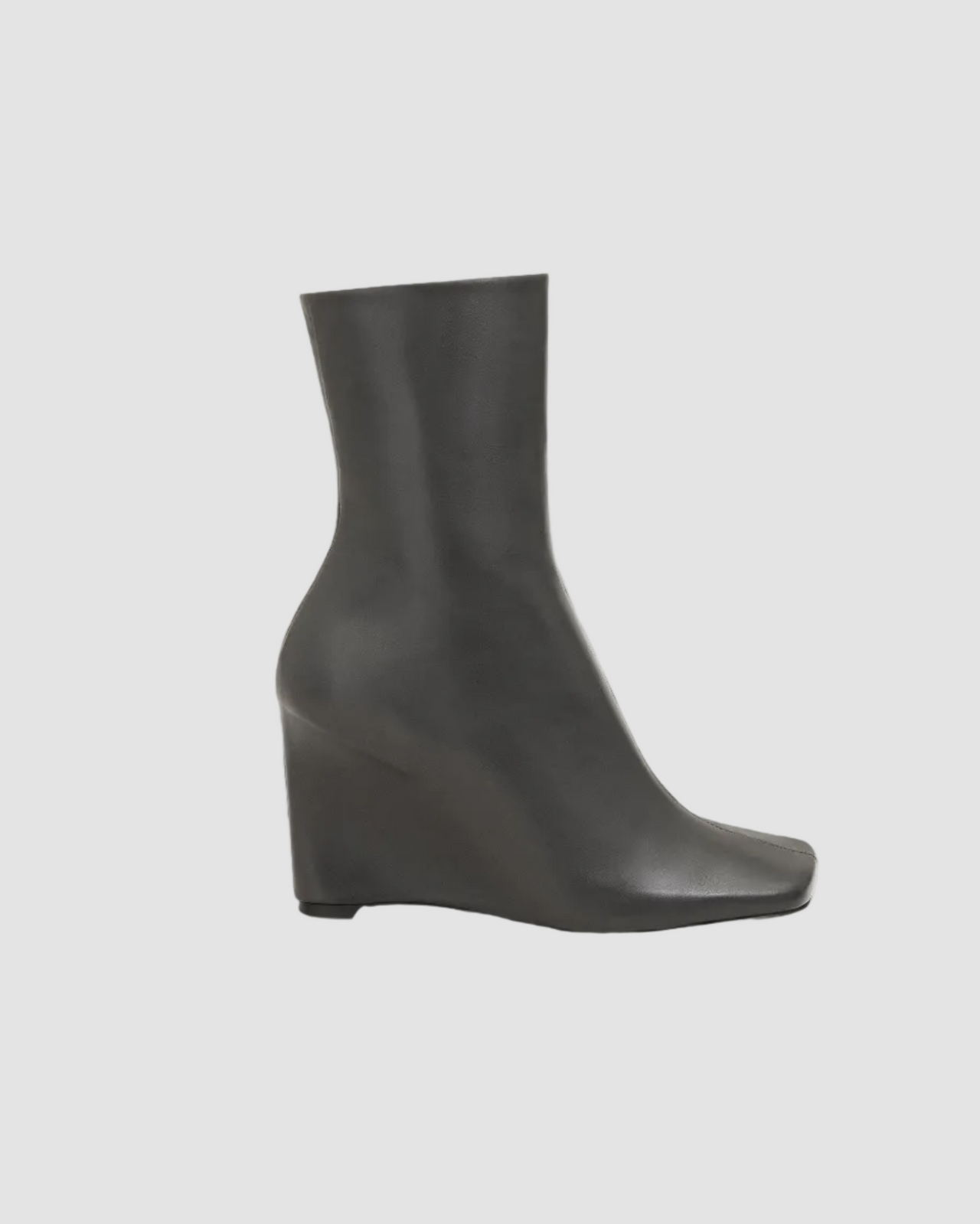 Bottines Cuir Lisse Satine - Ami - Anthracite