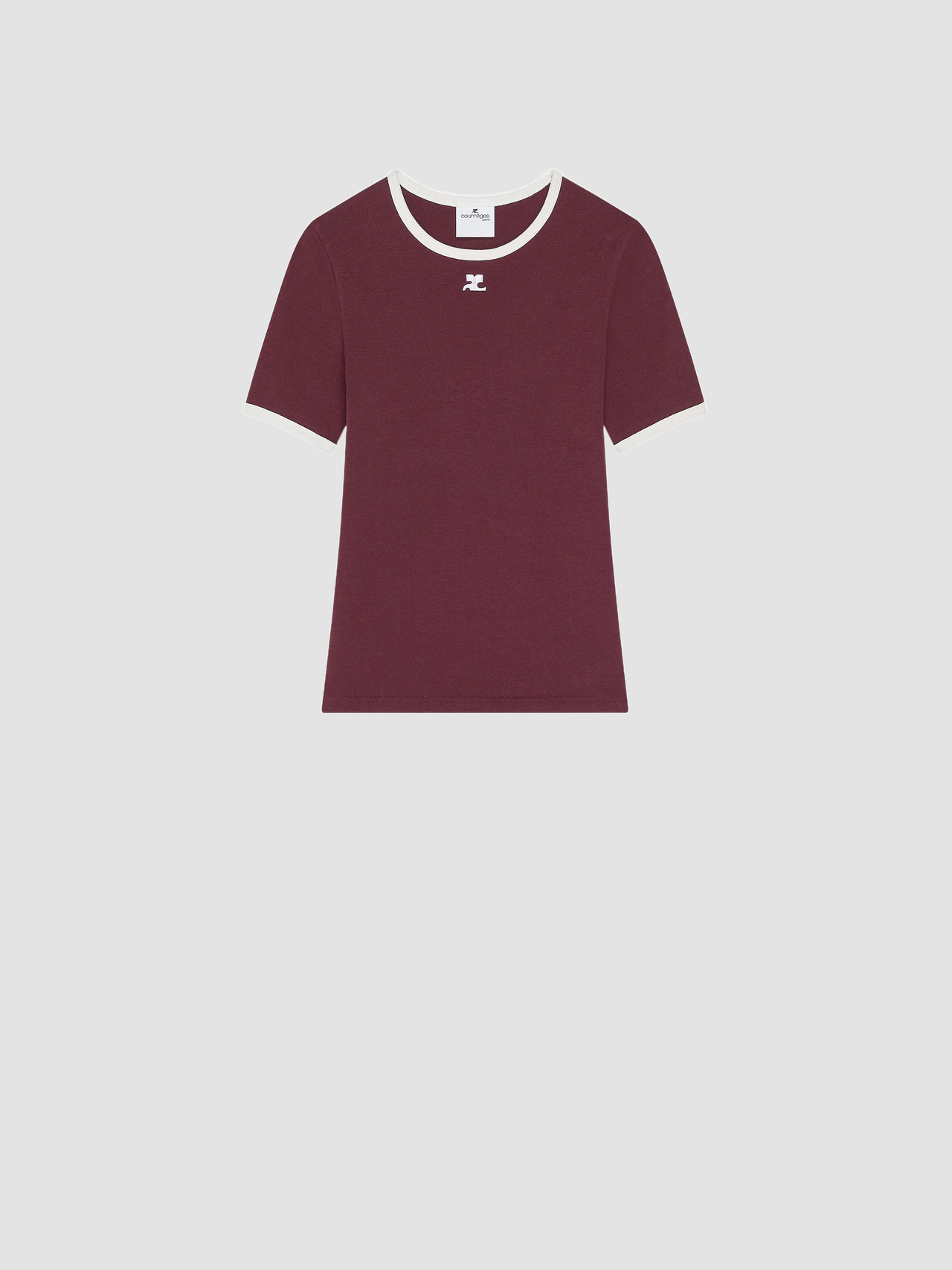 T-shirt Signature Contrast - Courreges - Burgundy / Heritage White