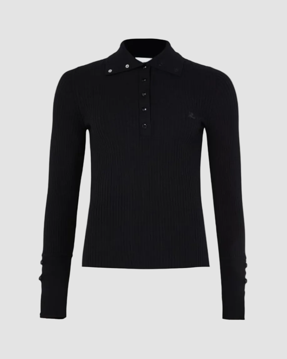Polo côtelé classique noir