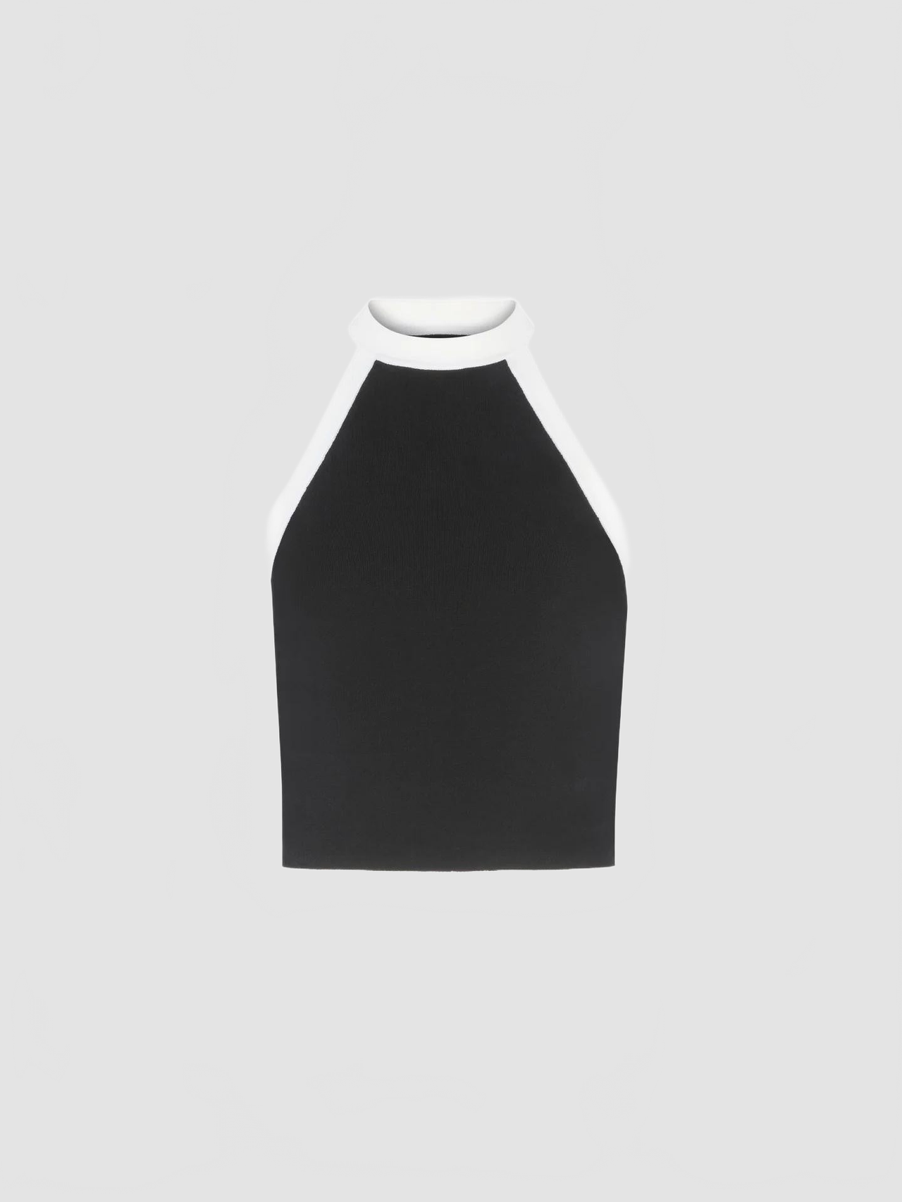 Contrasted Knit Halterneck Top - Nina Ricci - Blanc / Noir