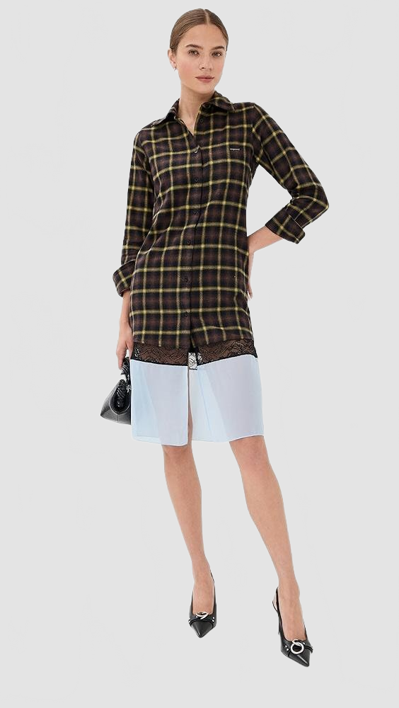 Multi Layer Shirt Dress - Coperni - Brown-Blue