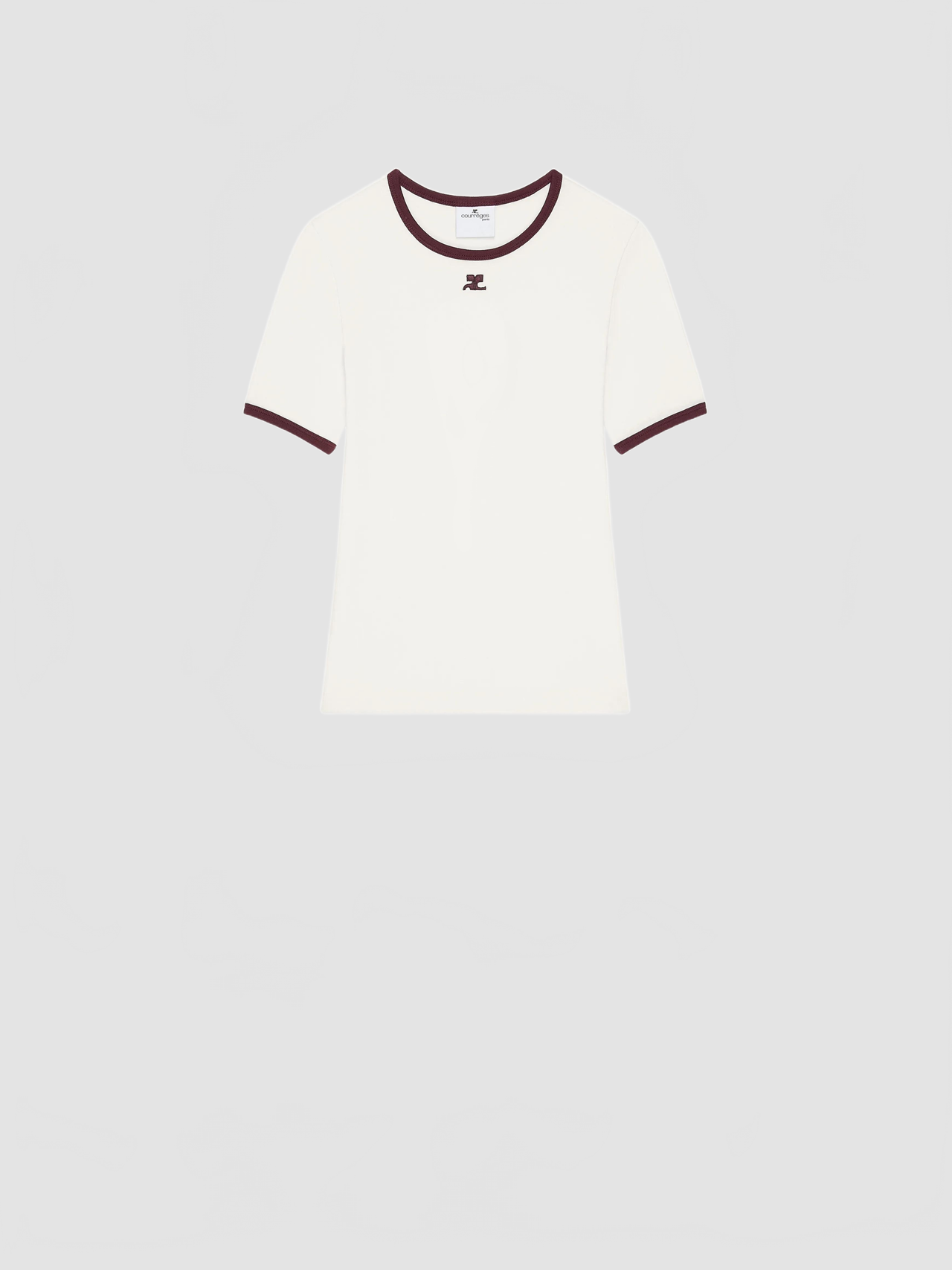 T-shirt Signature Contrast - Courreges - Heritage White / Burgundy