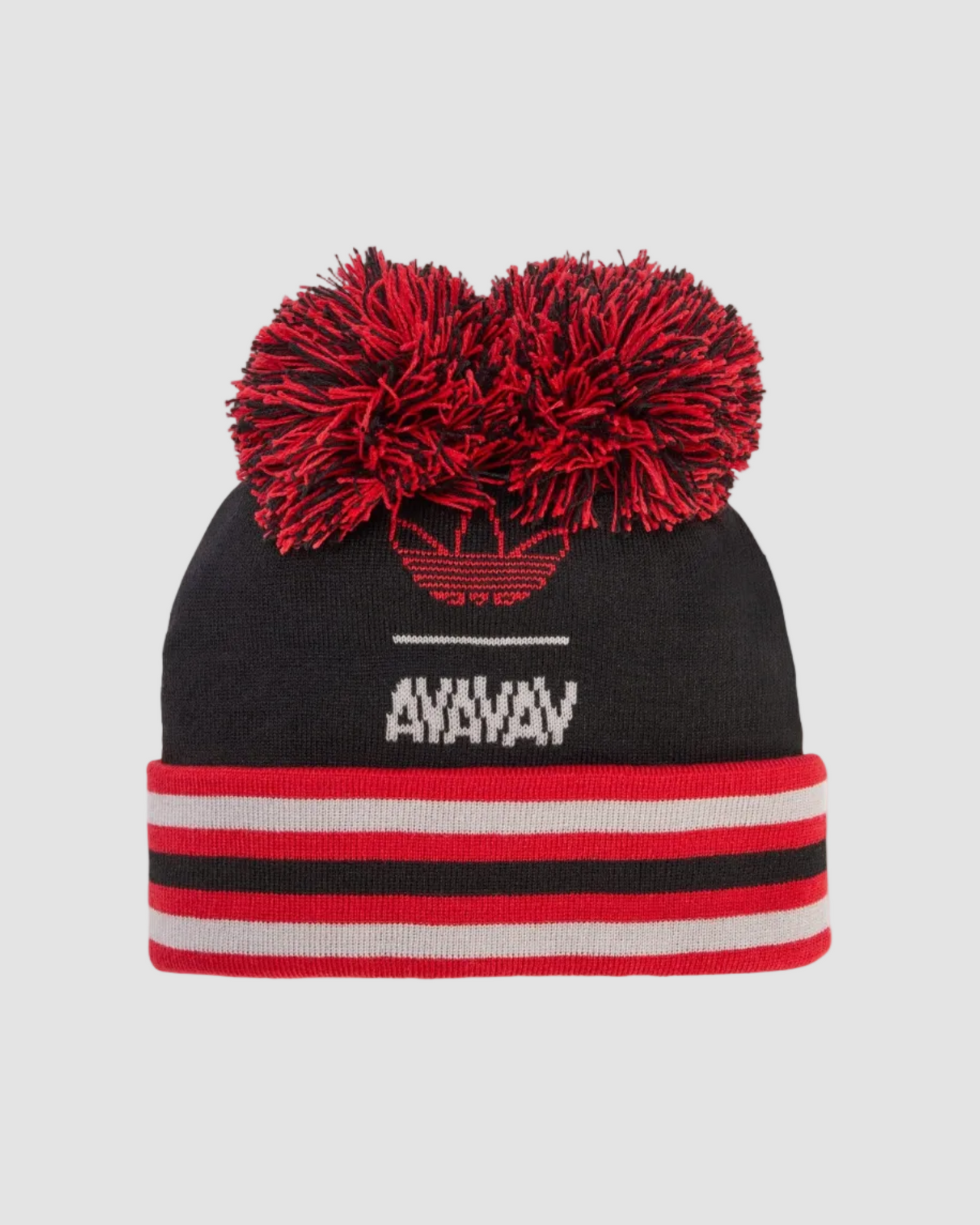 Pom Pom Beanie - Adidas X Avavav - Black / Better Scarlet