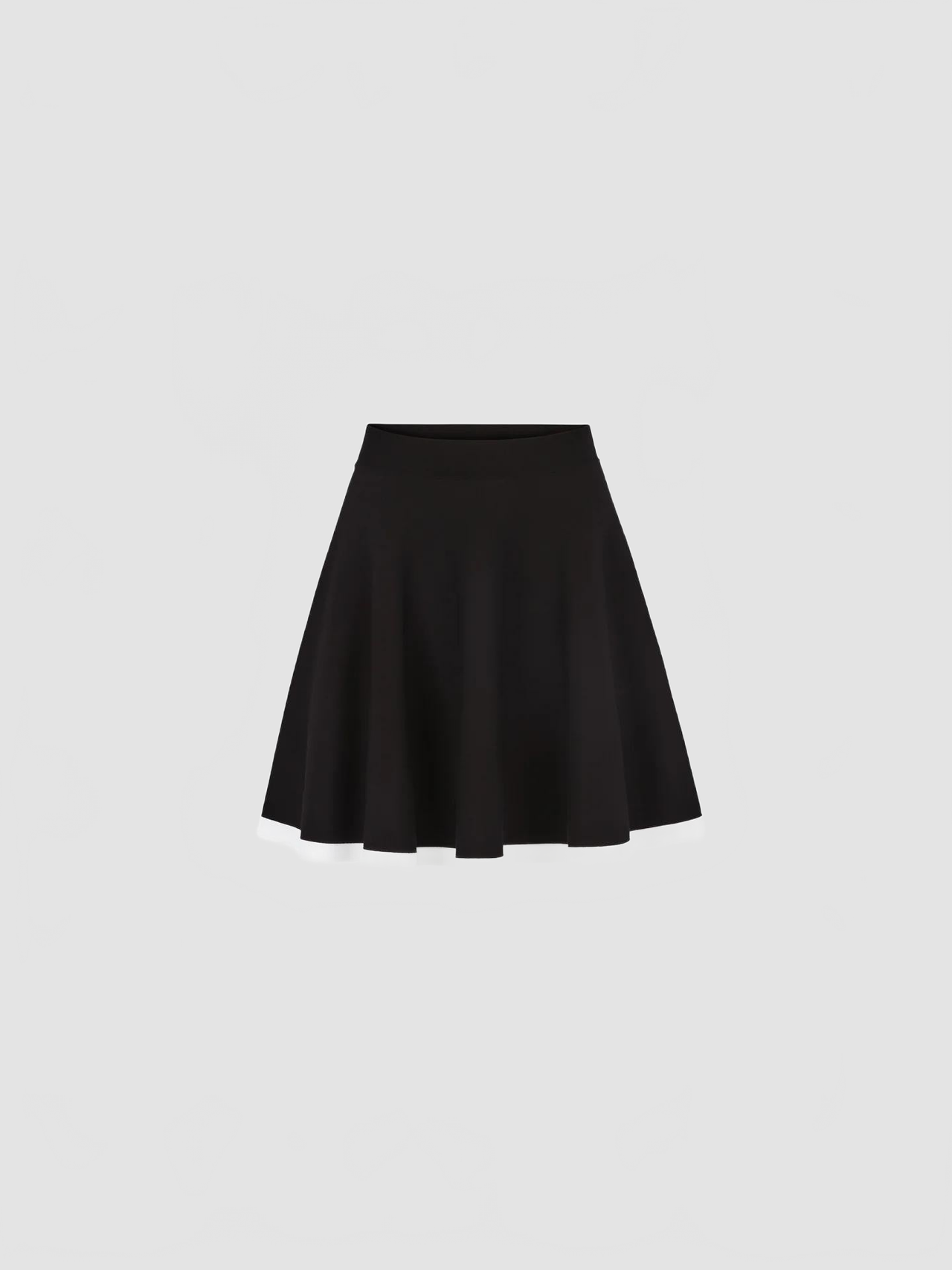 Contrasted Knit Mini Skater Skirt - Nina Ricci - Blanc / Noir