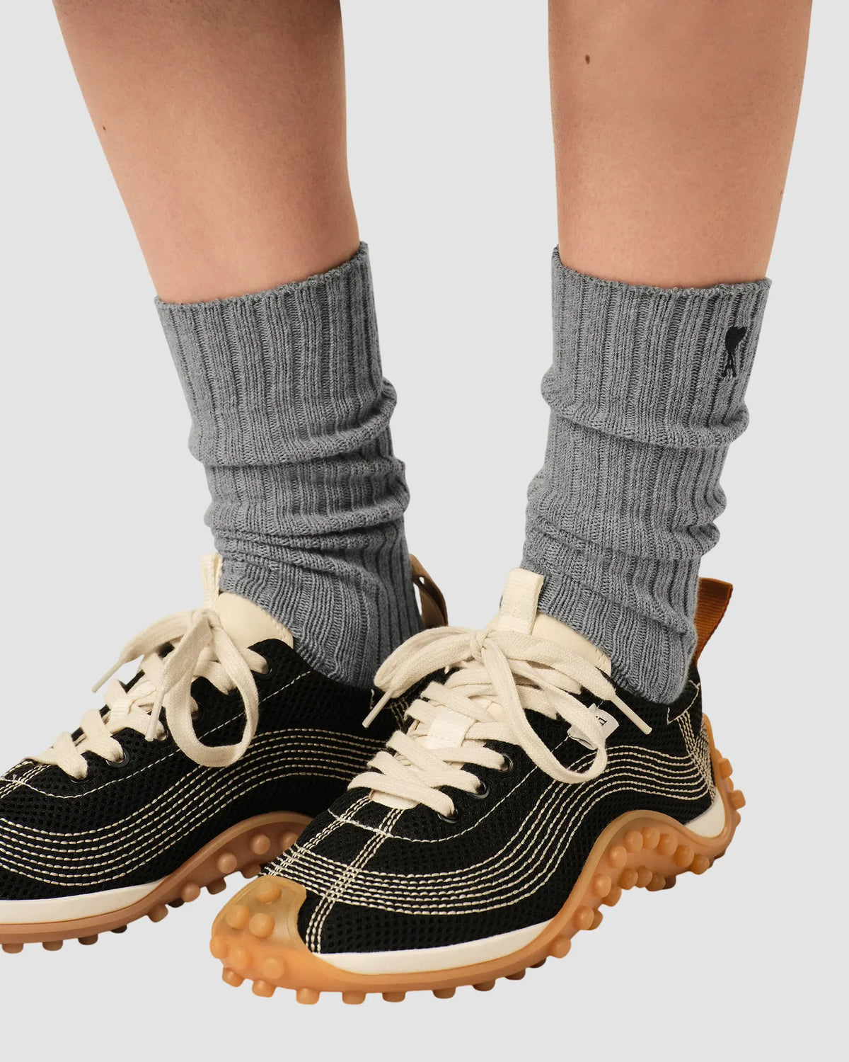 pack three ami de coeur embroidery socks white grey black 4