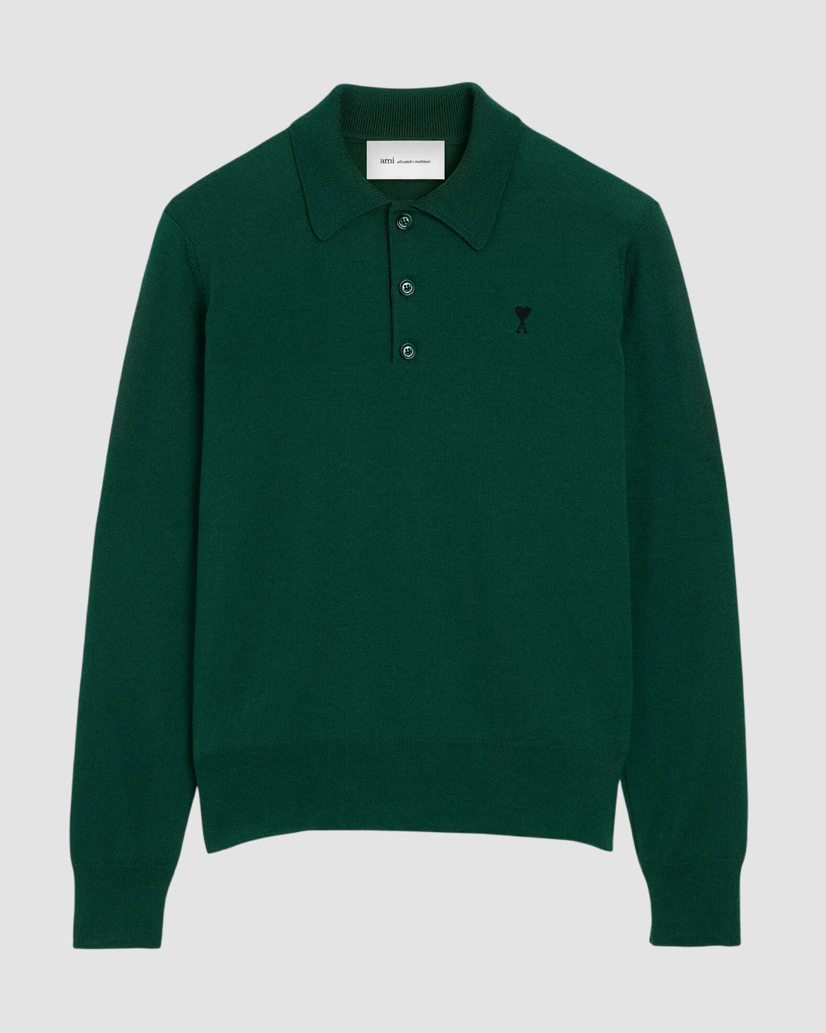 polo sweater with contrasted ami de coeur ami bottle green black 1