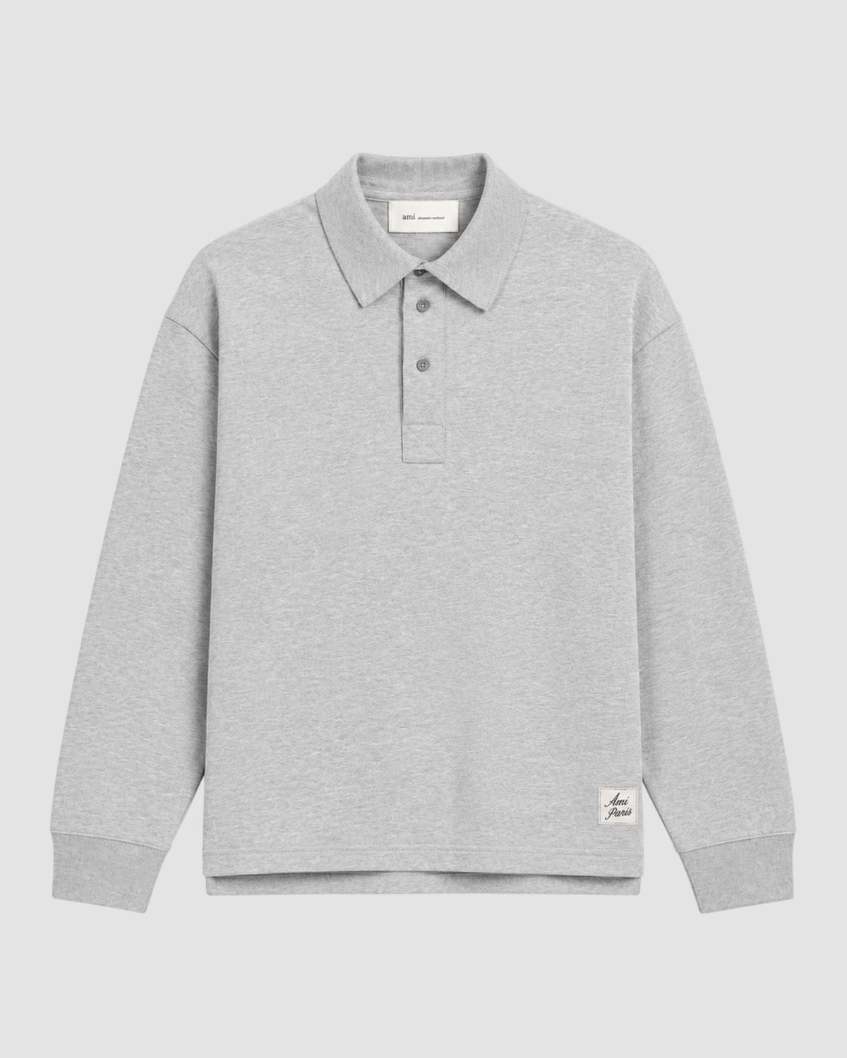 polo with heritage ami paris label heather ash grey 1