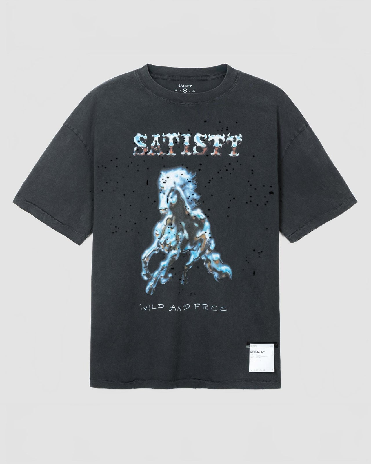 11006 00A16 mothtech t shirt aged black horse front