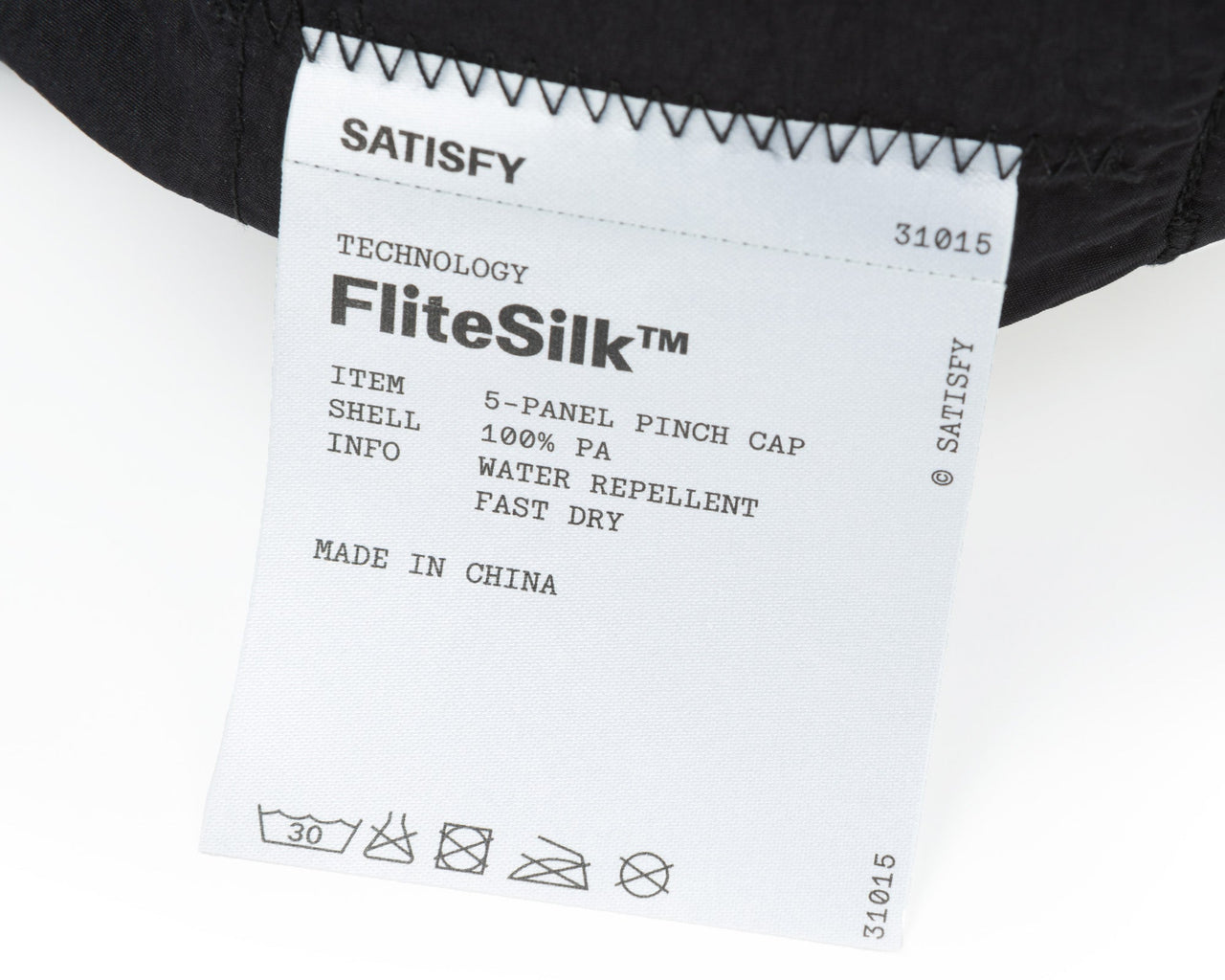 31015 00018 flitesilk 5 panel pinch cap black care label noshadow