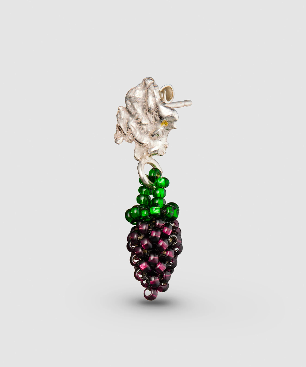 Boucle d'oreille Blob Raisin argent