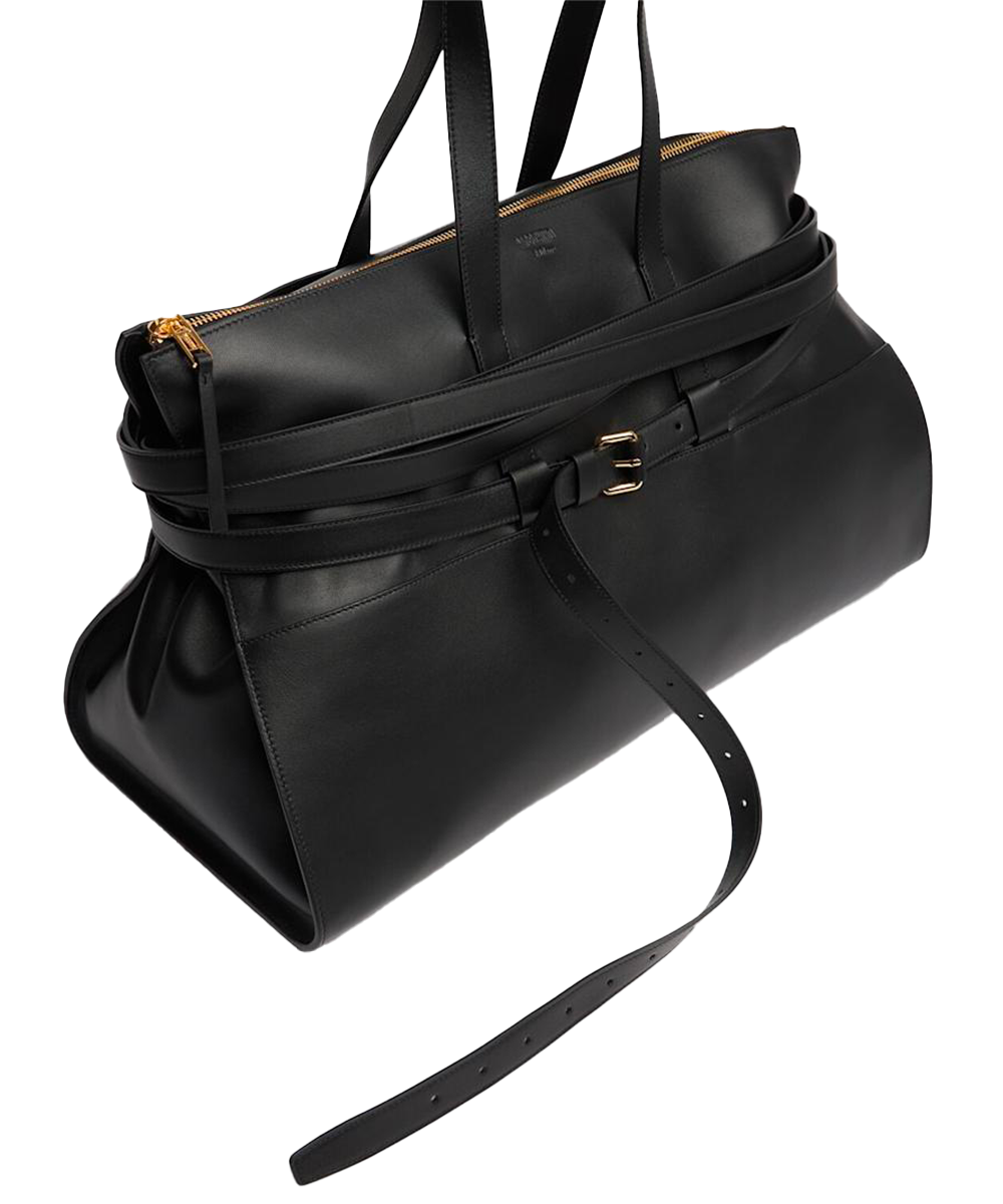 Sac Boston Tie Me en cuir noir
