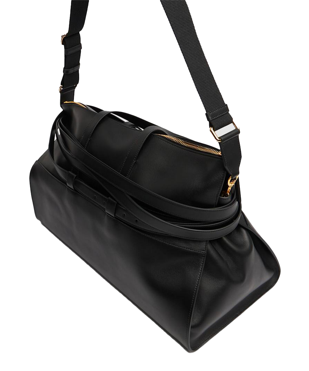 Sac Boston Tie Me en cuir noir