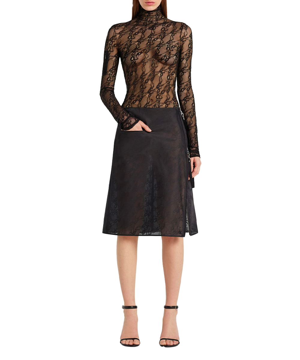 Top Col montant en dentelle noir